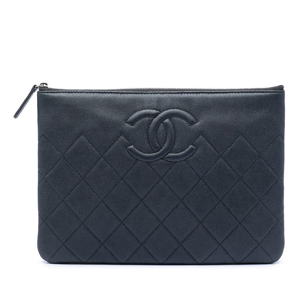 Chanel Medium CC Quilted Caviar O Case Clutch