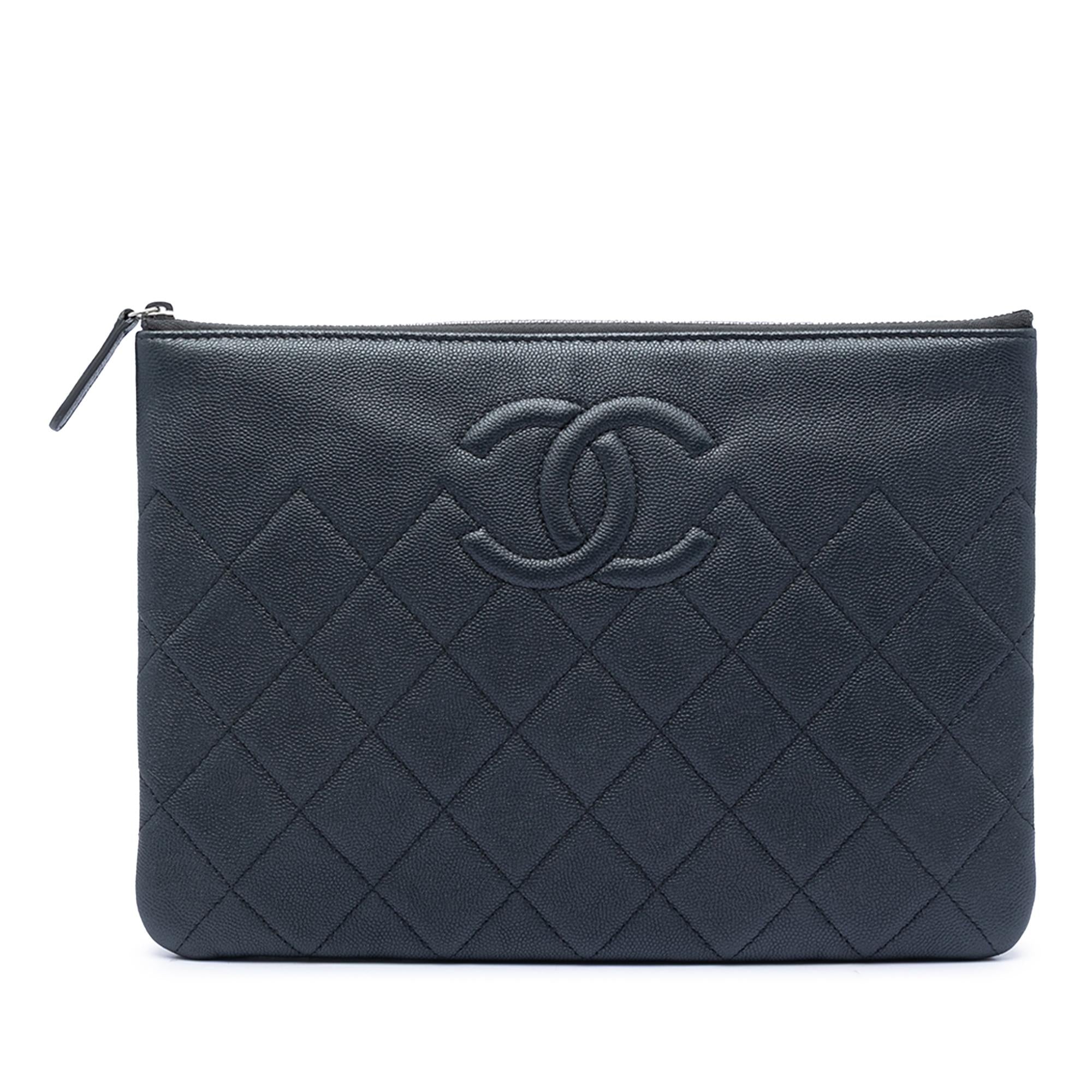 Chanel Medium CC Quilted Caviar O Case Clutch
