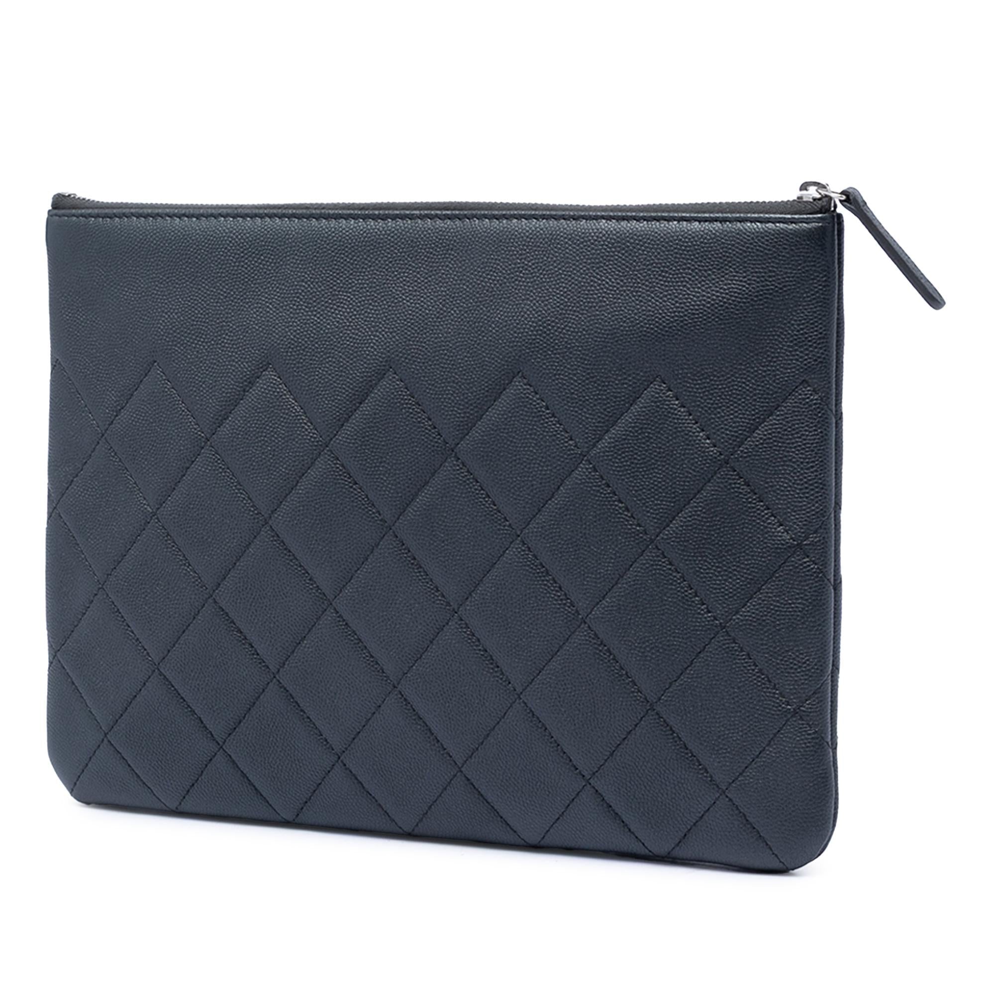 Chanel Medium CC Quilted Caviar O Case Clutch