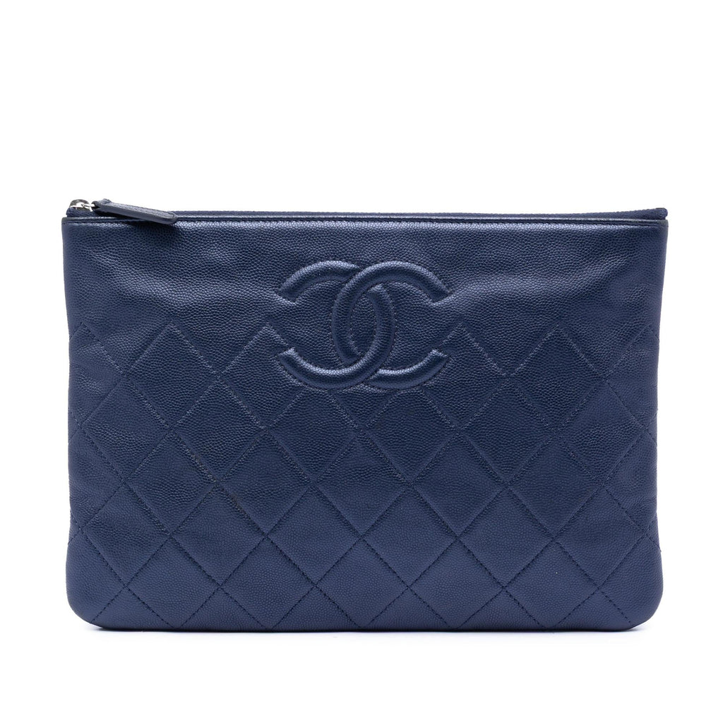 Chanel Medium CC Quilted Caviar O Case Clutch