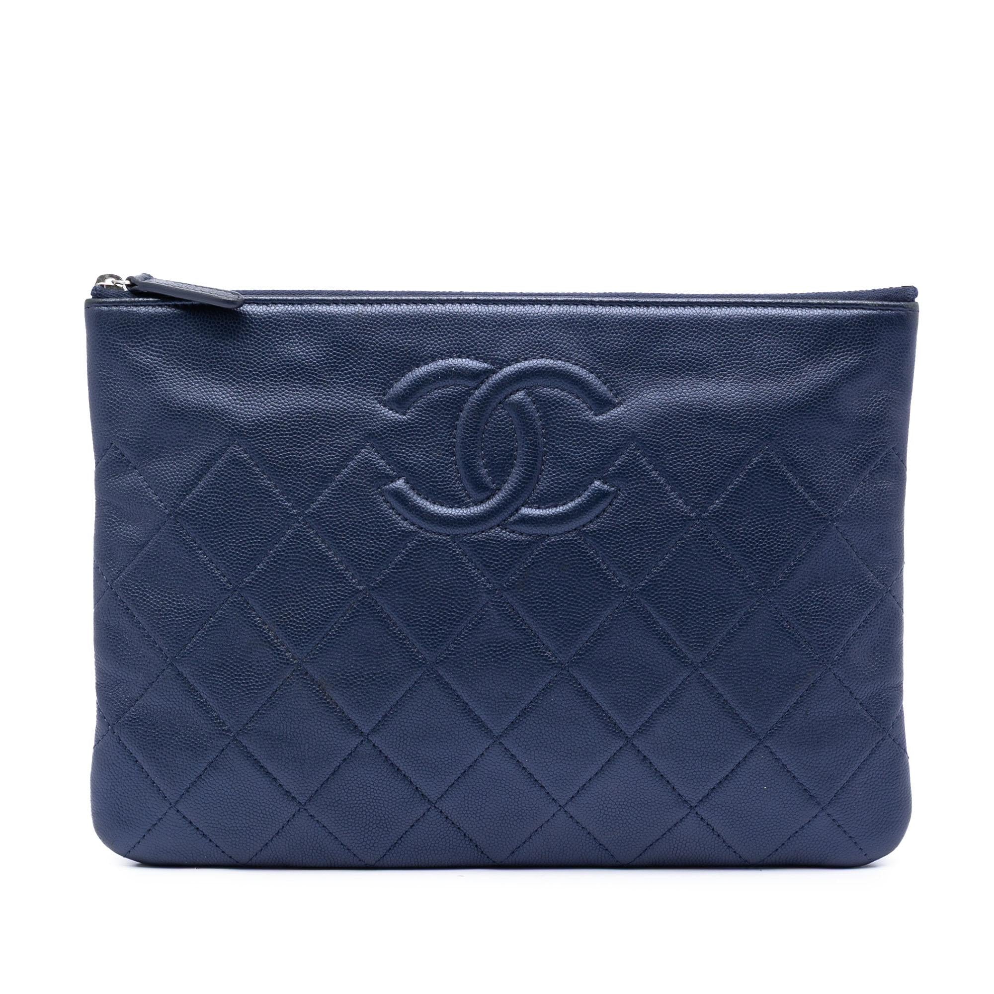 Chanel Medium CC Quilted Caviar O Case Clutch