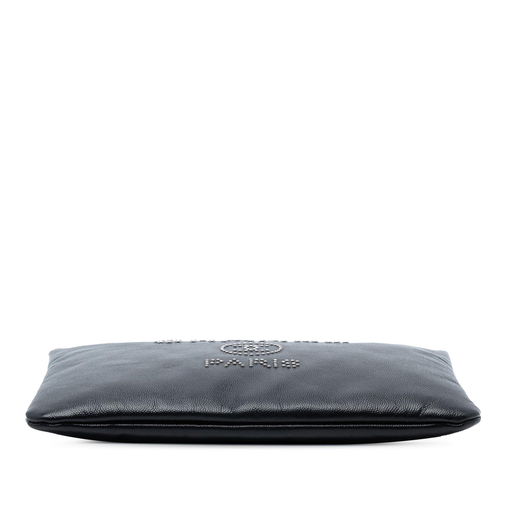 Chanel Medium Caviar Deauville Studded O Case Clutch