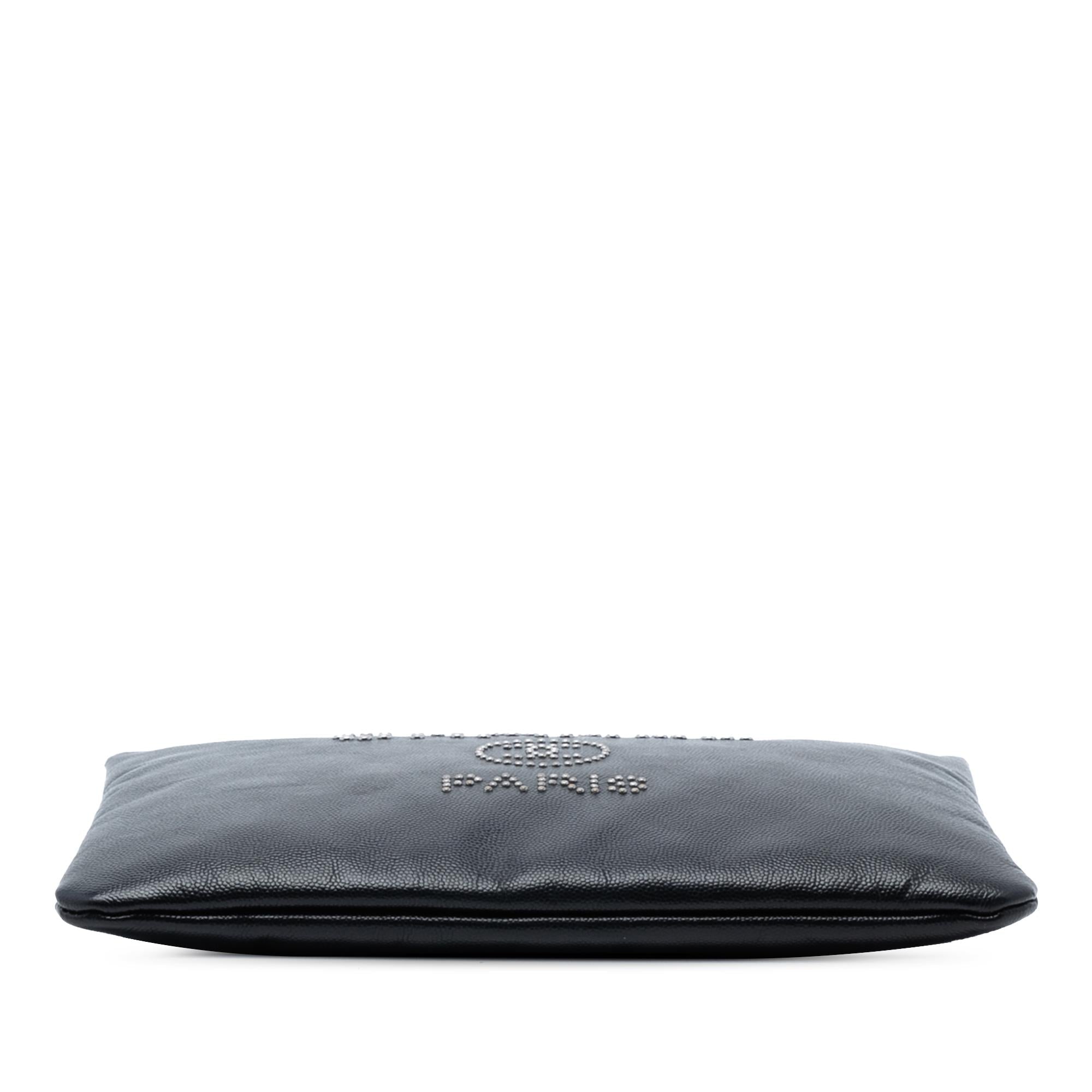 Chanel Medium Caviar Deauville Studded O Case Clutch