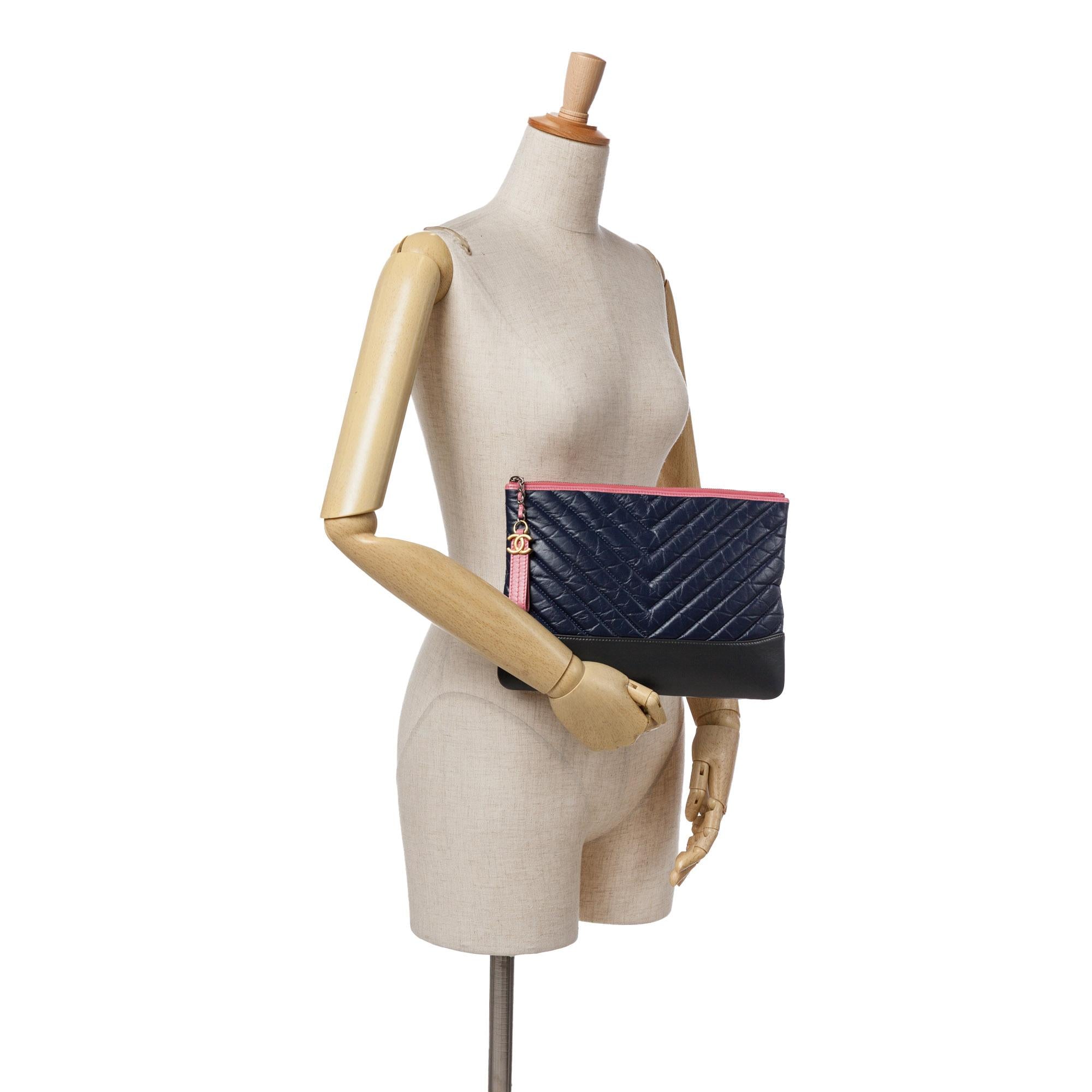 Chanel Medium Chevron Aged Calfskin Gabrielle Cosmetic Clutch