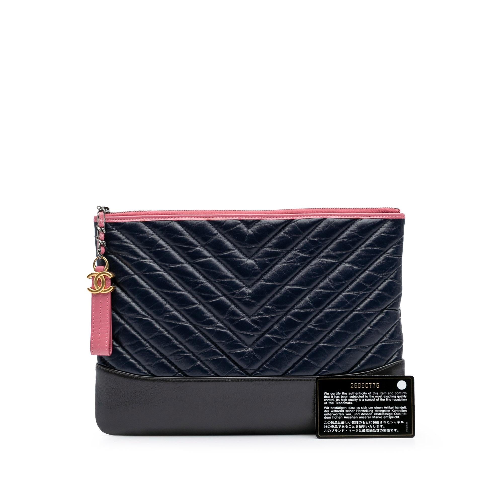 Chanel Medium Chevron Aged Calfskin Gabrielle Cosmetic Clutch