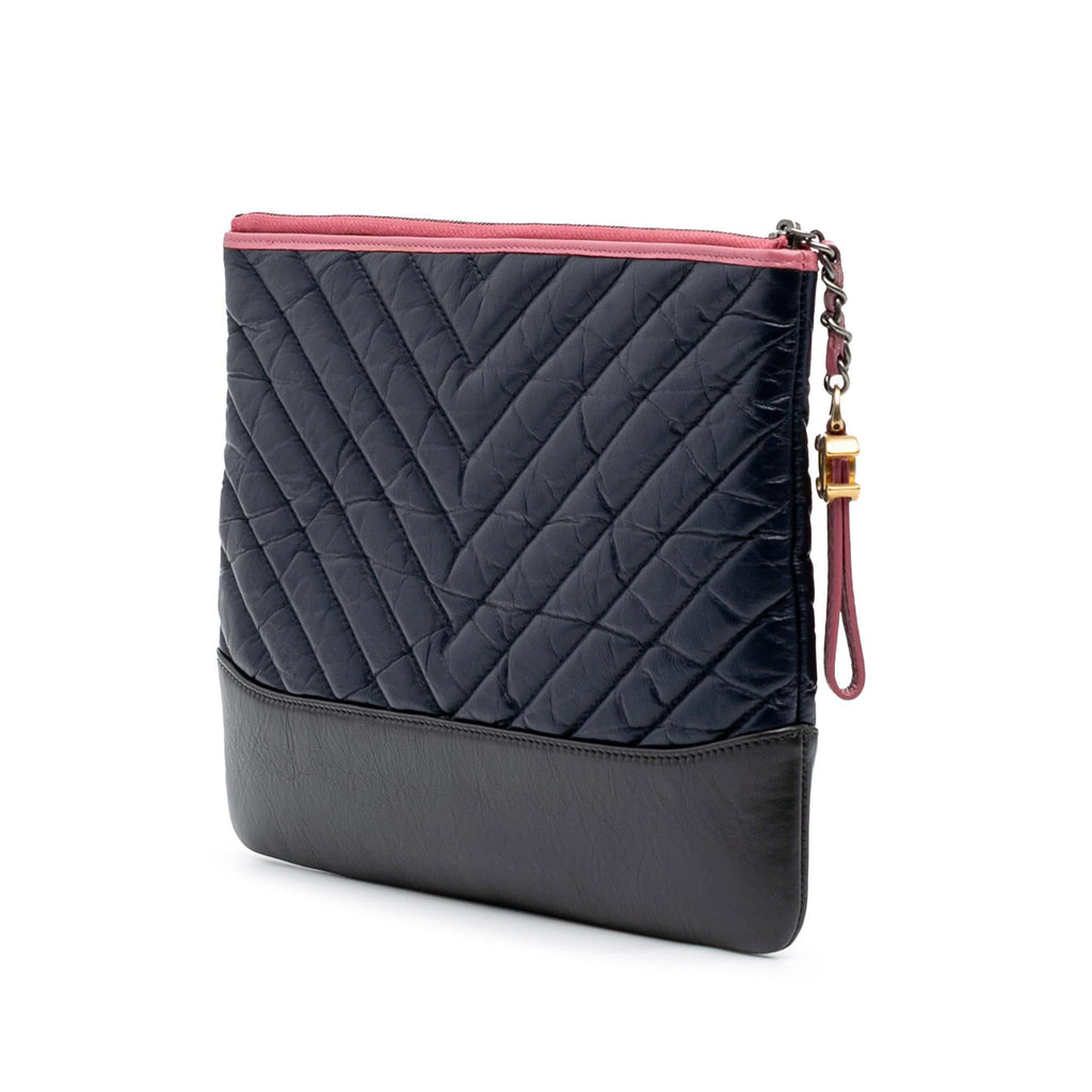 Chanel Medium Chevron Aged Calfskin Gabrielle Cosmetic Clutch