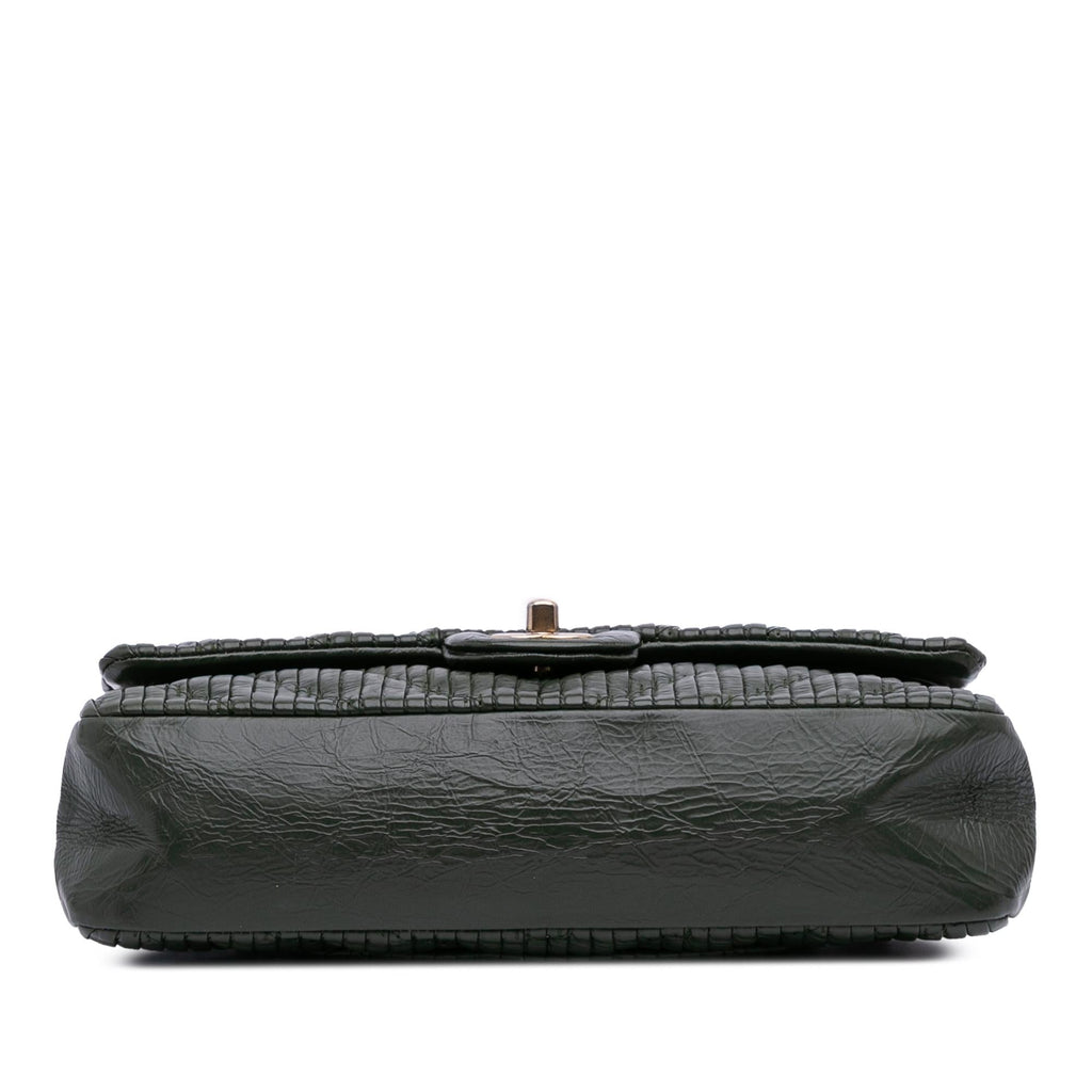 Chanel Medium Chevron Calfskin Coco Pleats Double Flap
