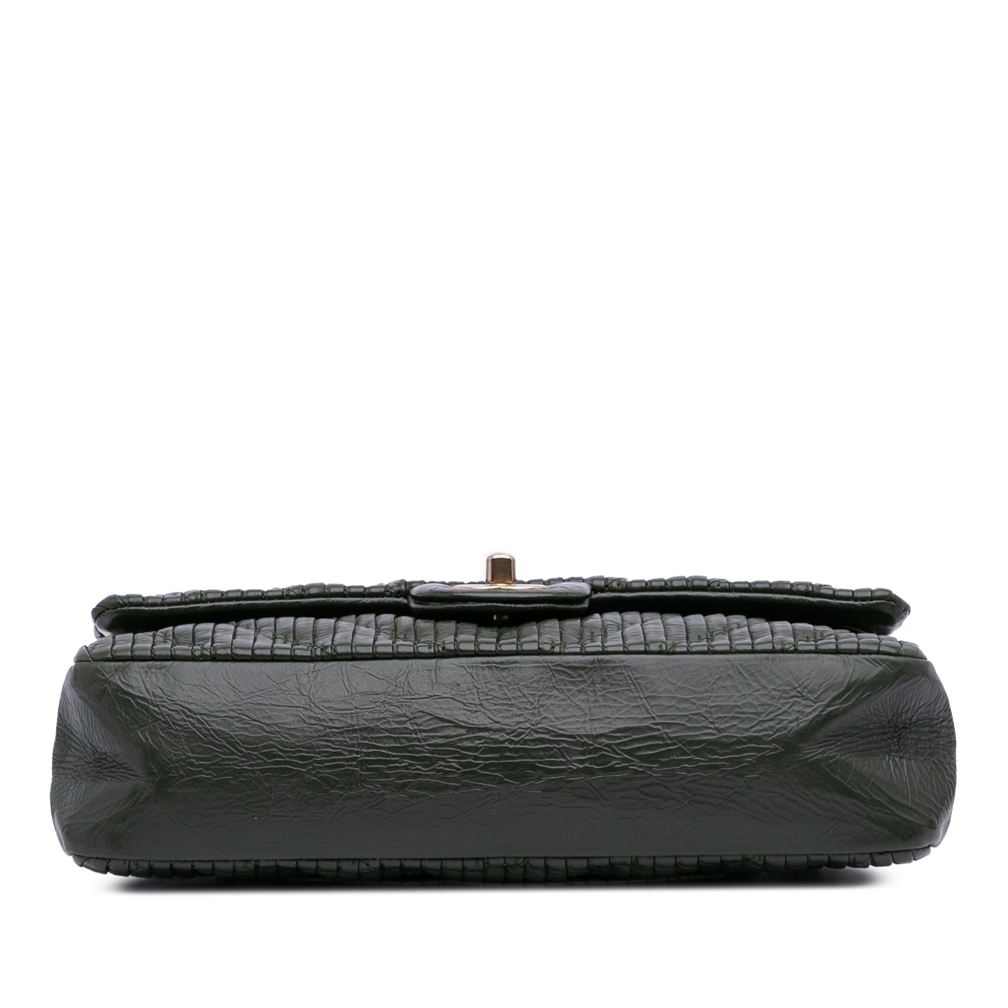 Chanel Medium Chevron Calfskin Coco Pleats Double Flap
