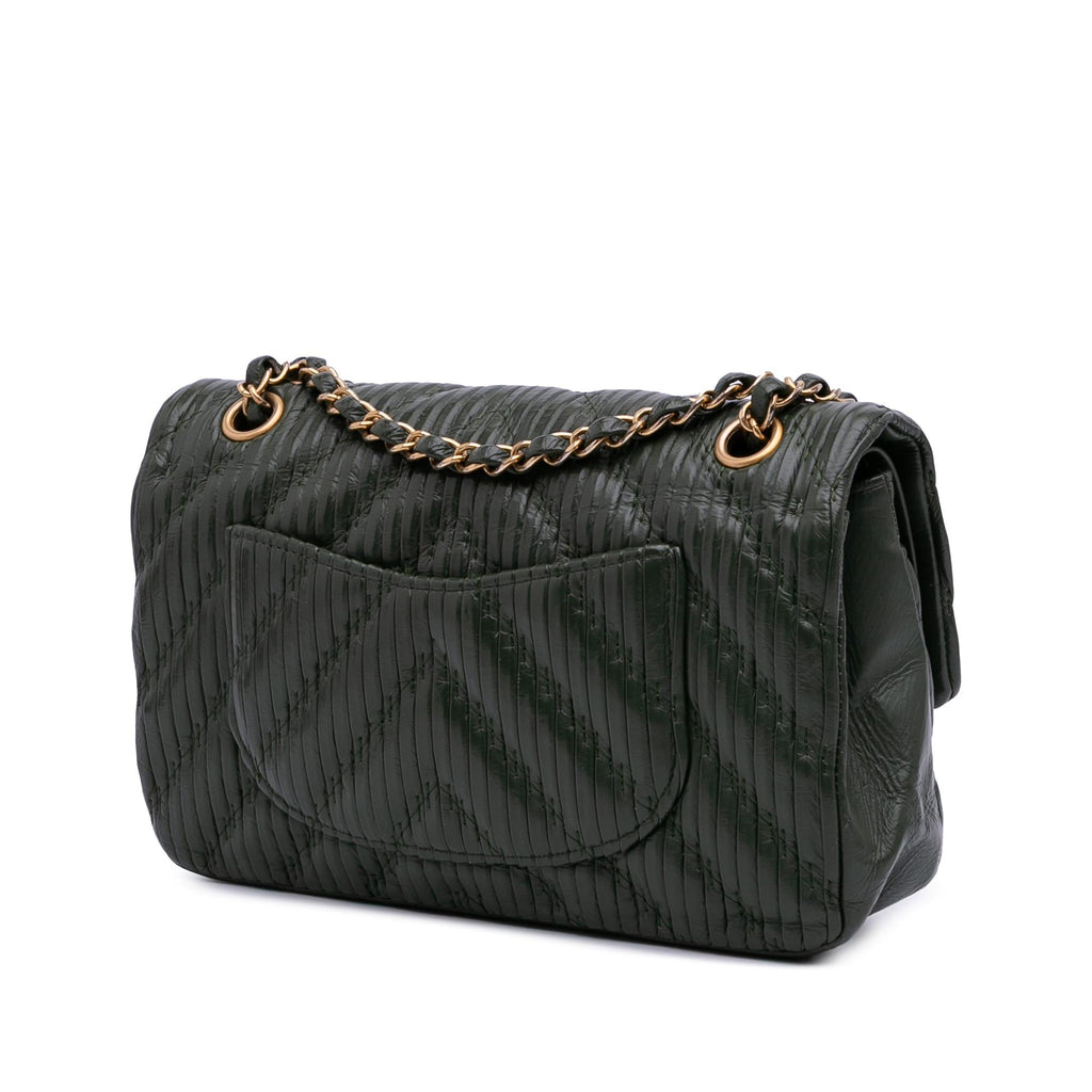 Chanel Medium Chevron Calfskin Coco Pleats Double Flap