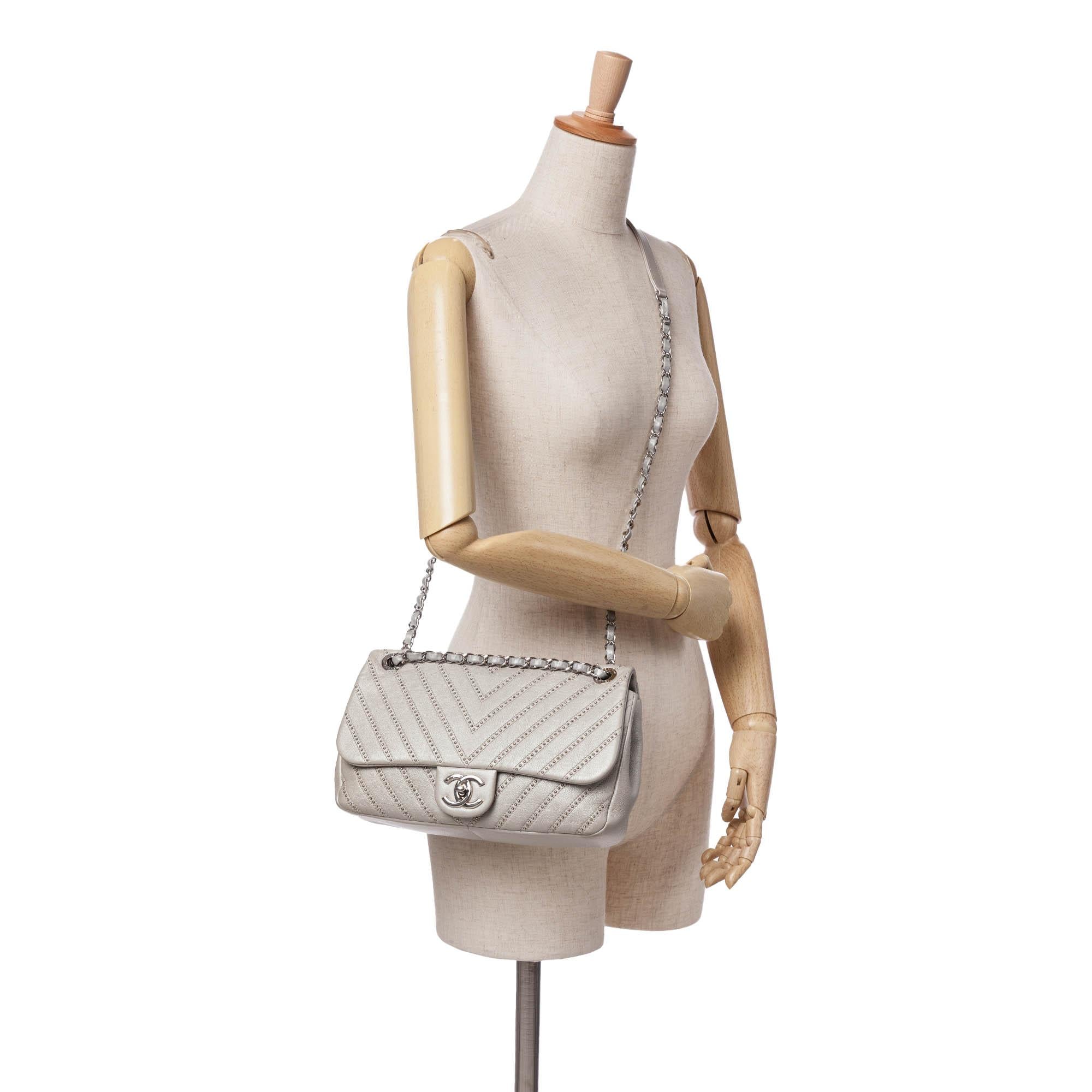 Chanel Medium Chevron Calfskin Stud Wars Flap