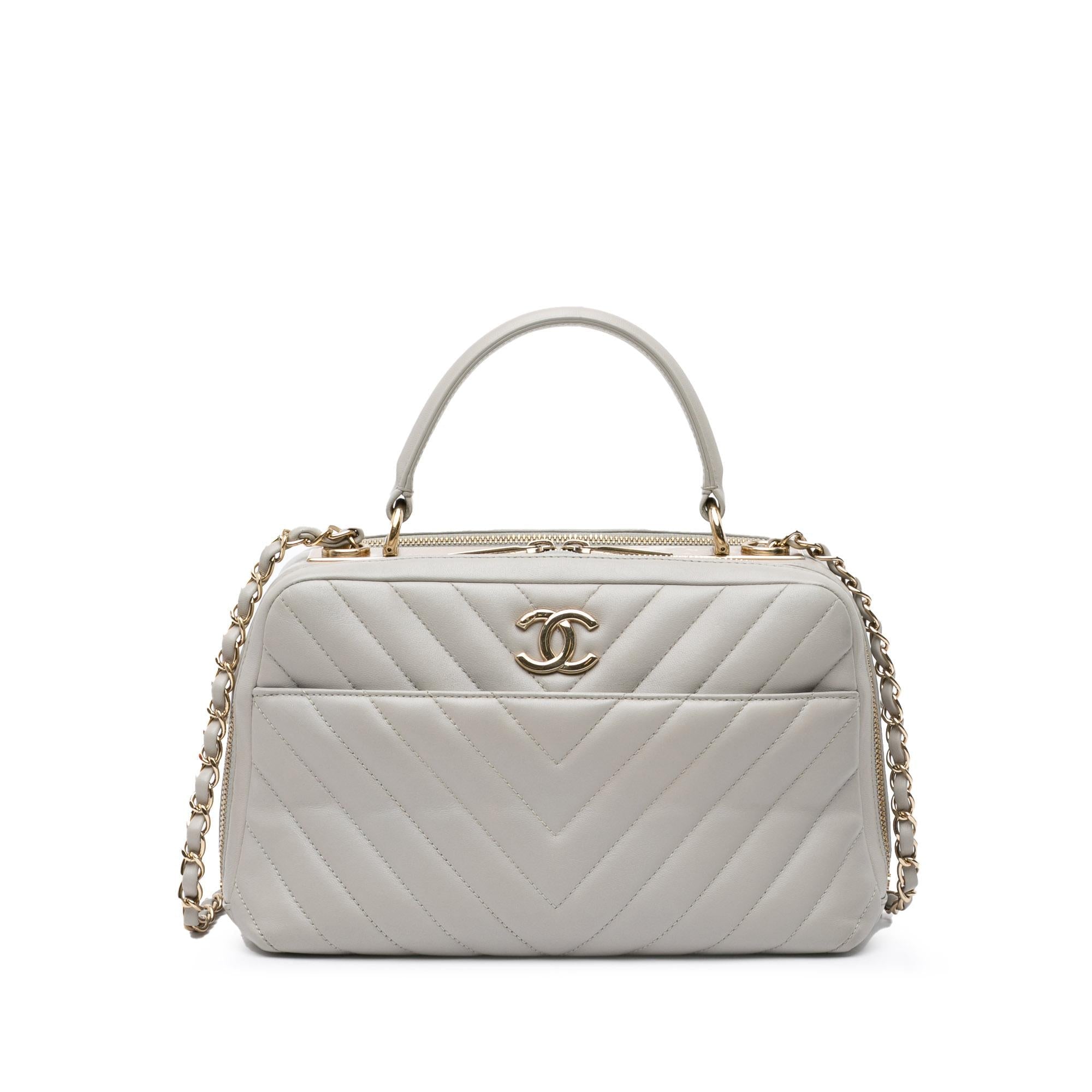 Chanel Medium Chevron Lambskin Trendy CC Bowling Bag