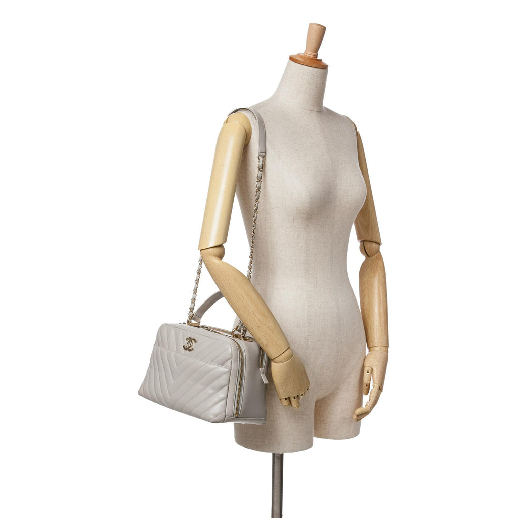 Chanel Medium Chevron Lambskin Trendy CC Bowling Bag