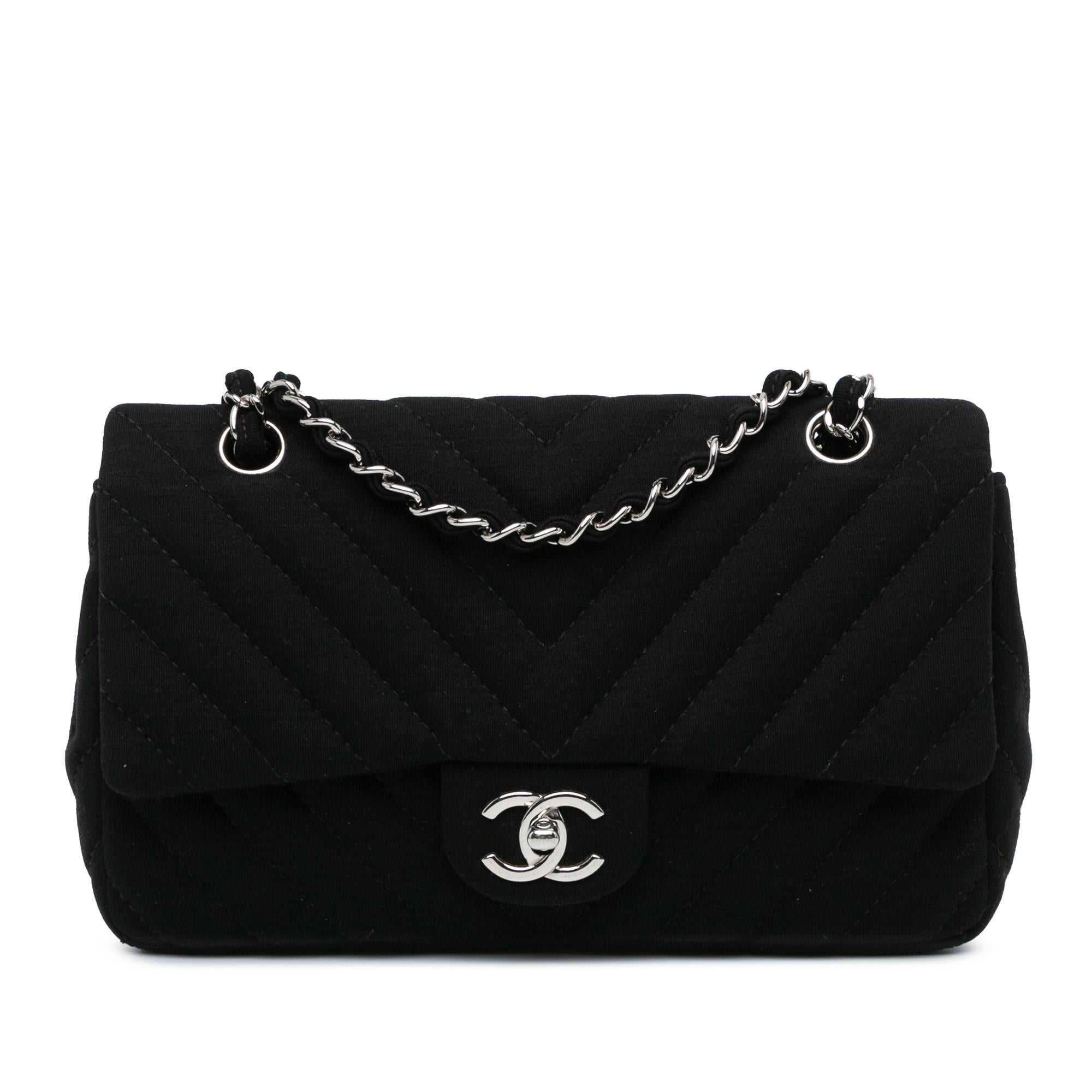 Chanel Medium Chevron Quilted Jersey Single Flap (SHG-ZhE9Mo)