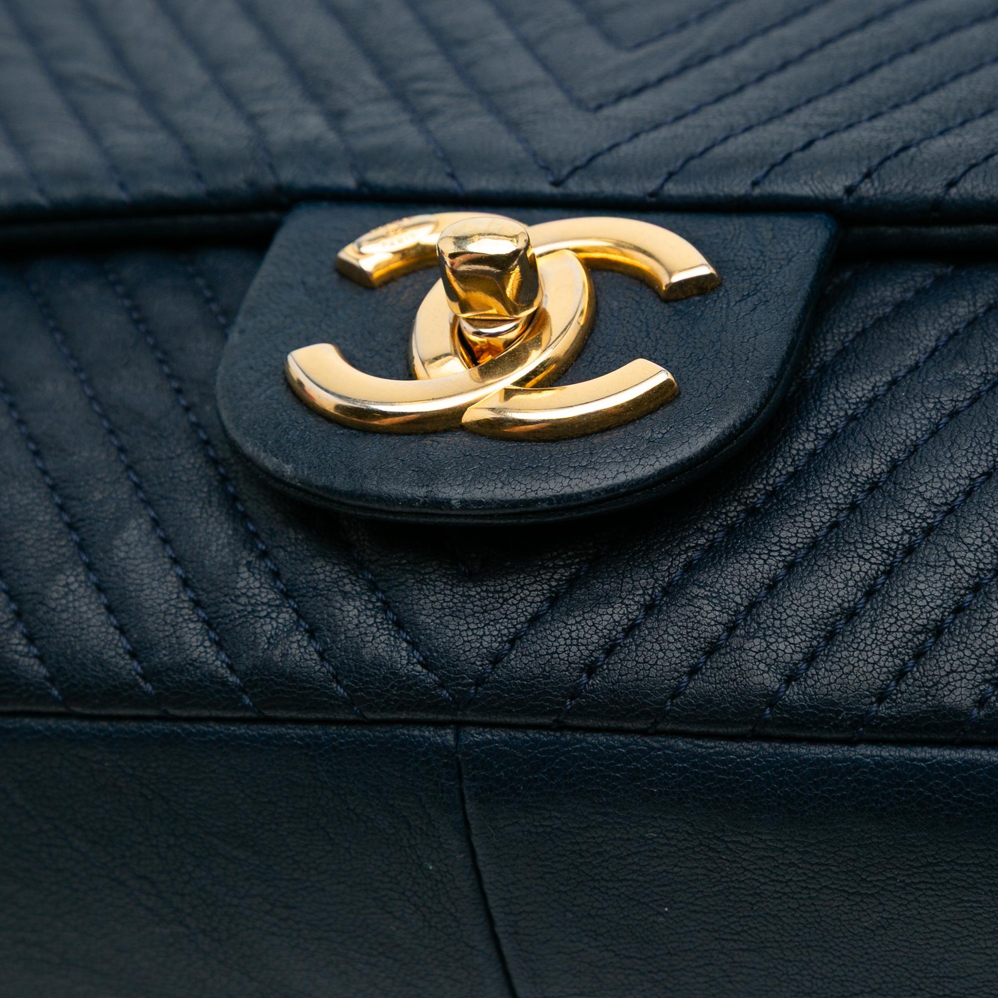 Chanel Medium Chevron Wrinkled Calfskin Medallion Charm Flap