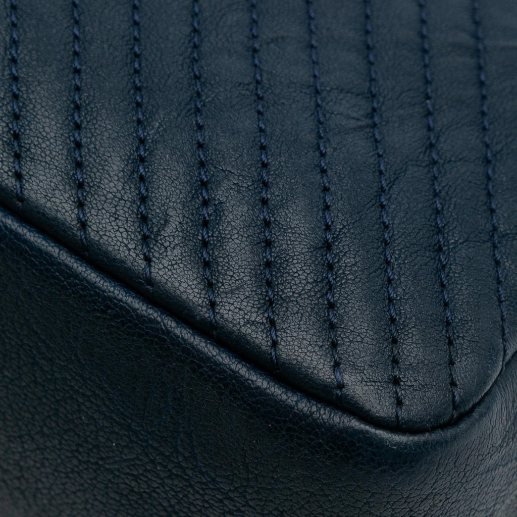 Chanel Medium Chevron Wrinkled Calfskin Medallion Charm Flap