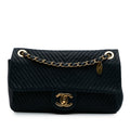 Chanel Medium Chevron Wrinkled Calfskin Medallion Charm Flap