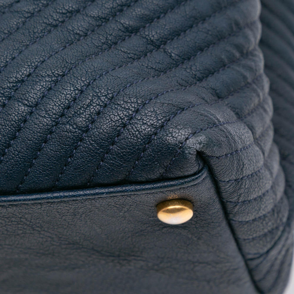 Chanel Medium Chevron Wrinkled Calfskin Medallion Charm Tote
