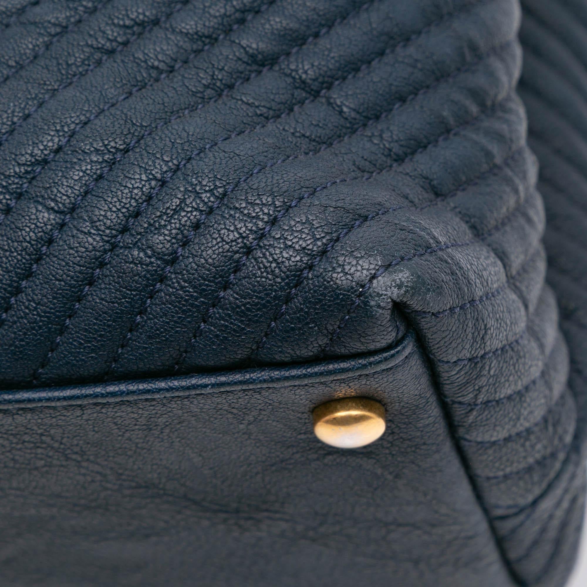 Chanel Medium Chevron Wrinkled Calfskin Medallion Charm Tote