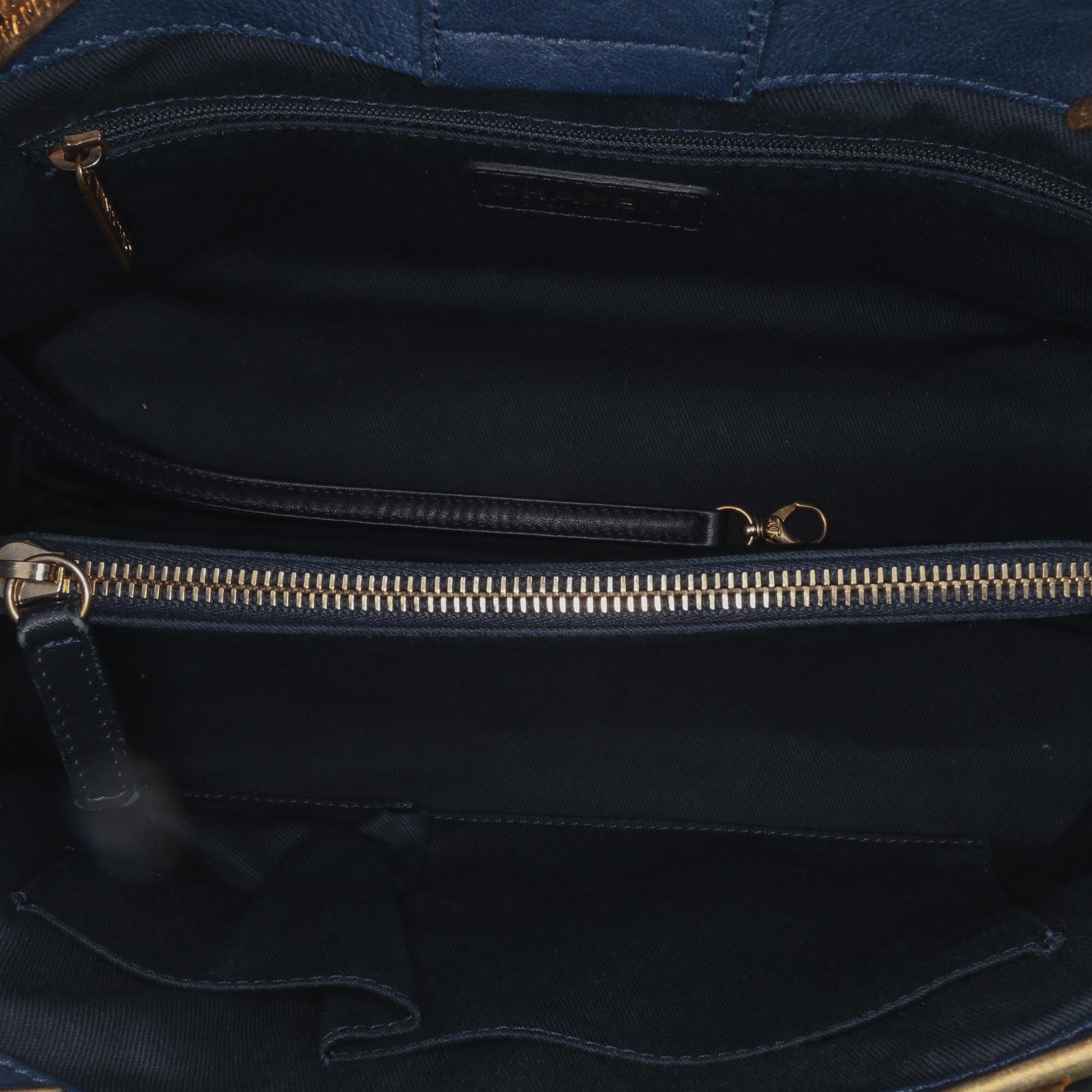 Chanel Medium Chevron Wrinkled Calfskin Medallion Charm Tote