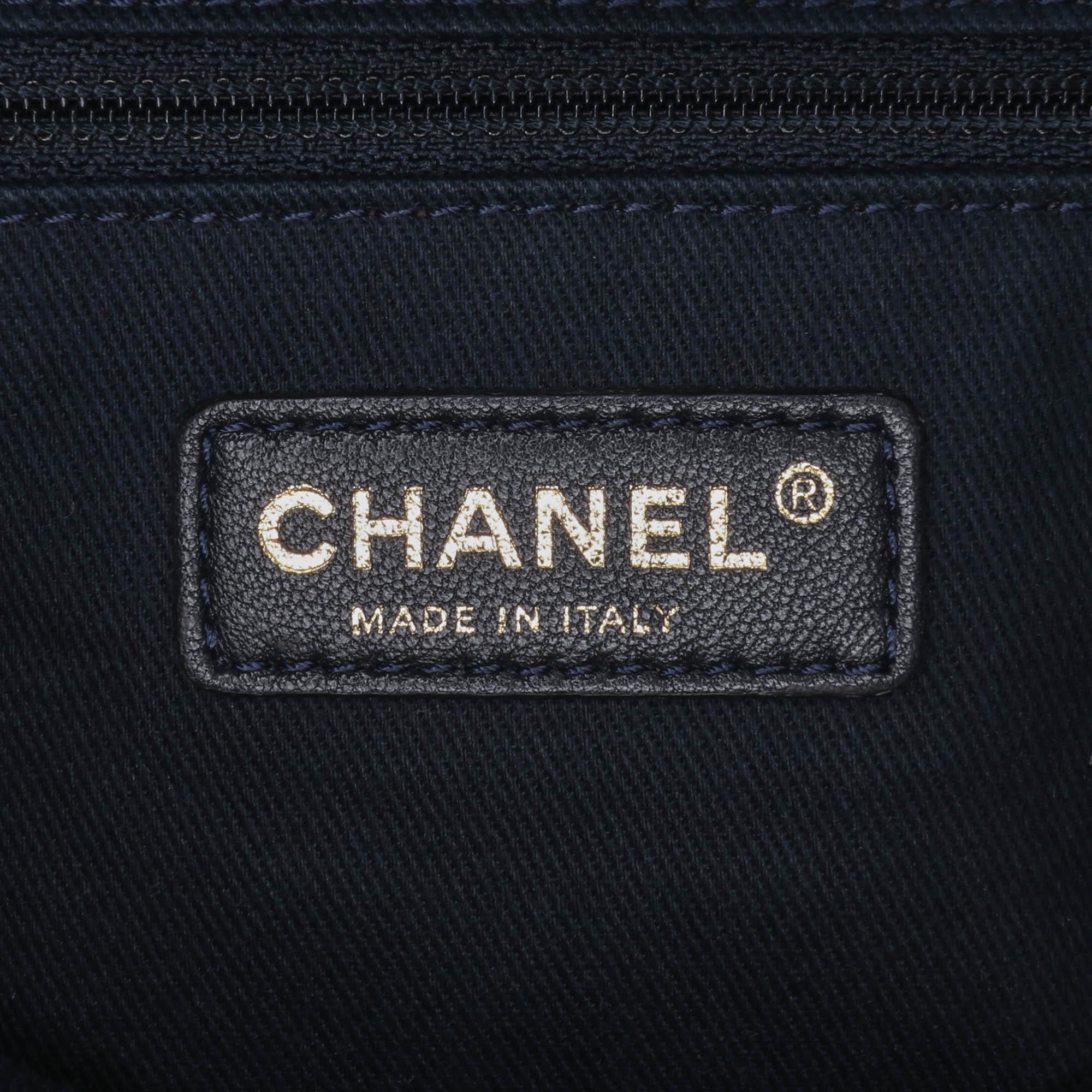 Chanel Medium Chevron Wrinkled Calfskin Medallion Charm Tote
