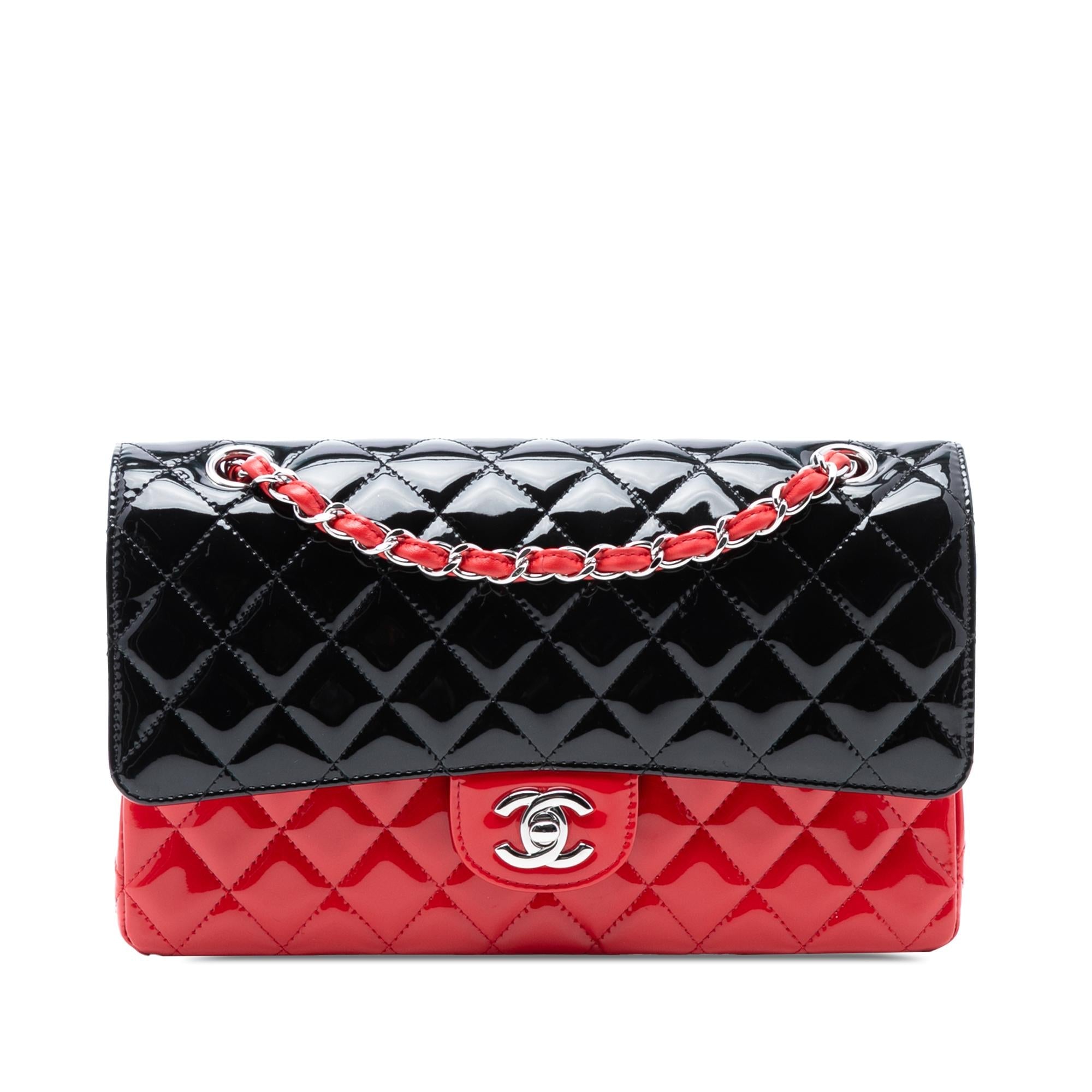 Chanel Medium Classic Bicolor Patent Double Flap