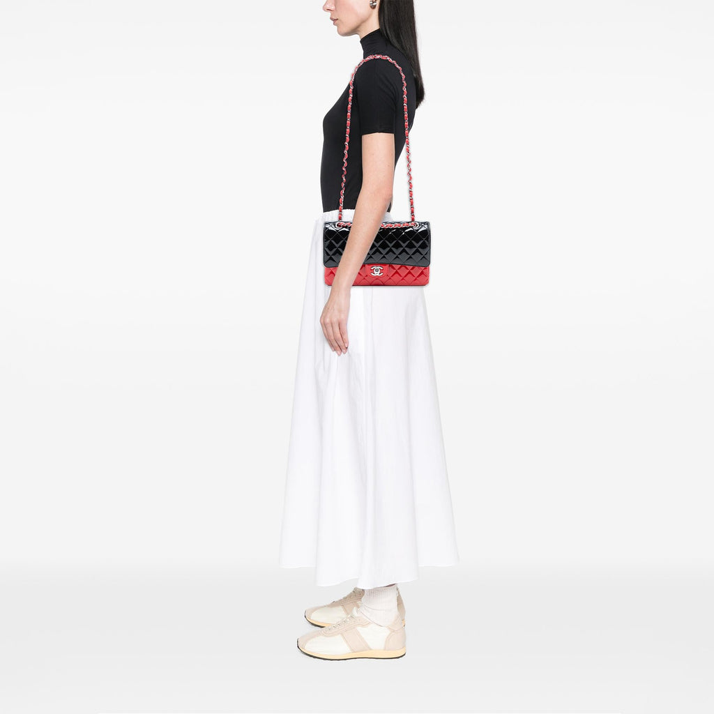 Chanel Medium Classic Bicolor Patent Double Flap