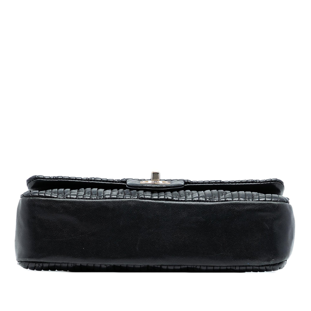 Chanel Medium Classic Chevron Calfskin Pleated Double Flap