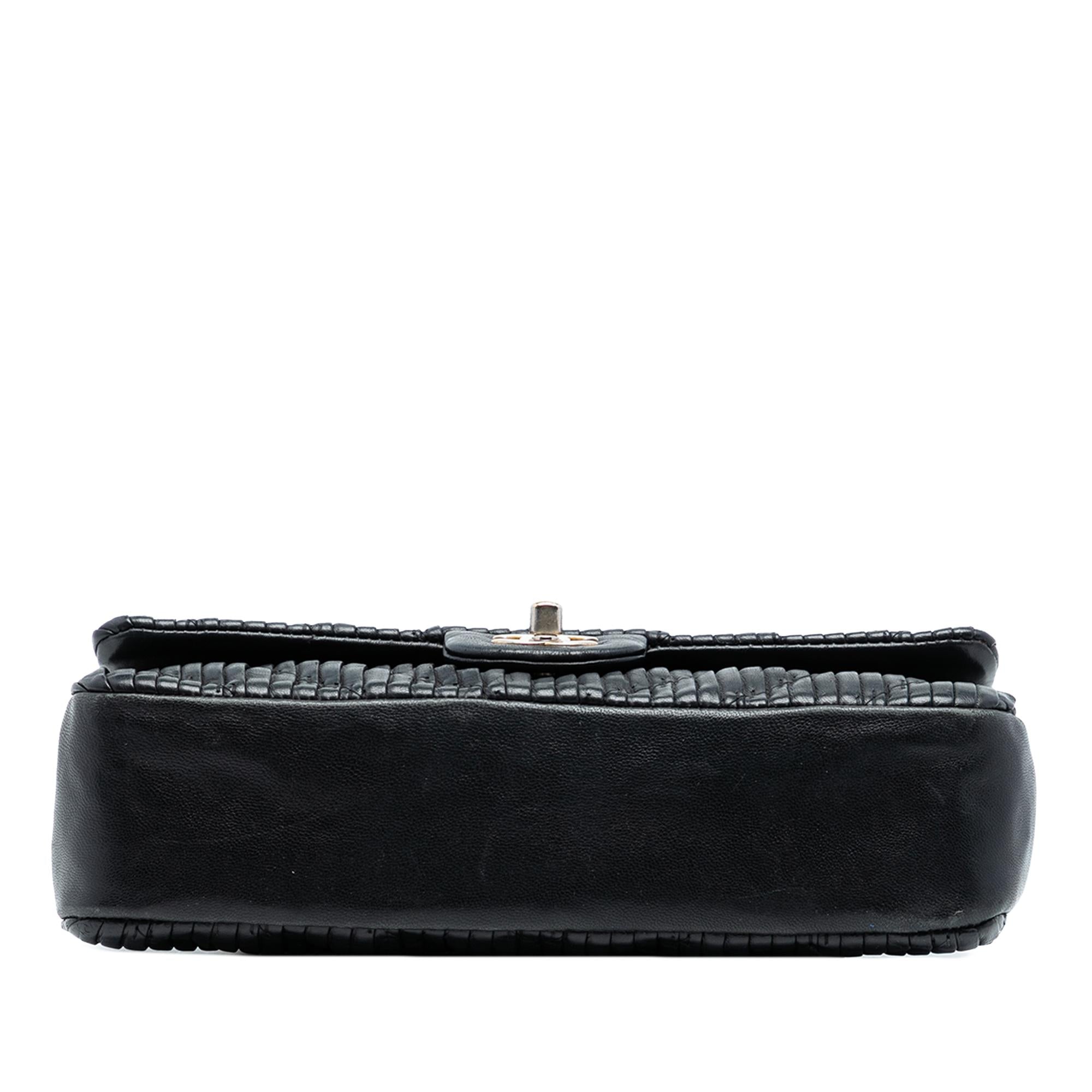 Chanel Medium Classic Chevron Calfskin Pleated Double Flap