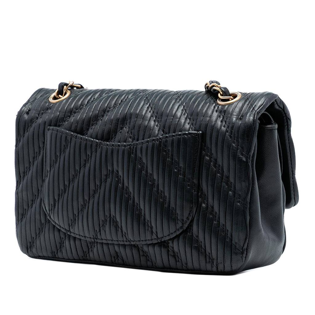 Chanel Medium Classic Chevron Calfskin Pleated Double Flap