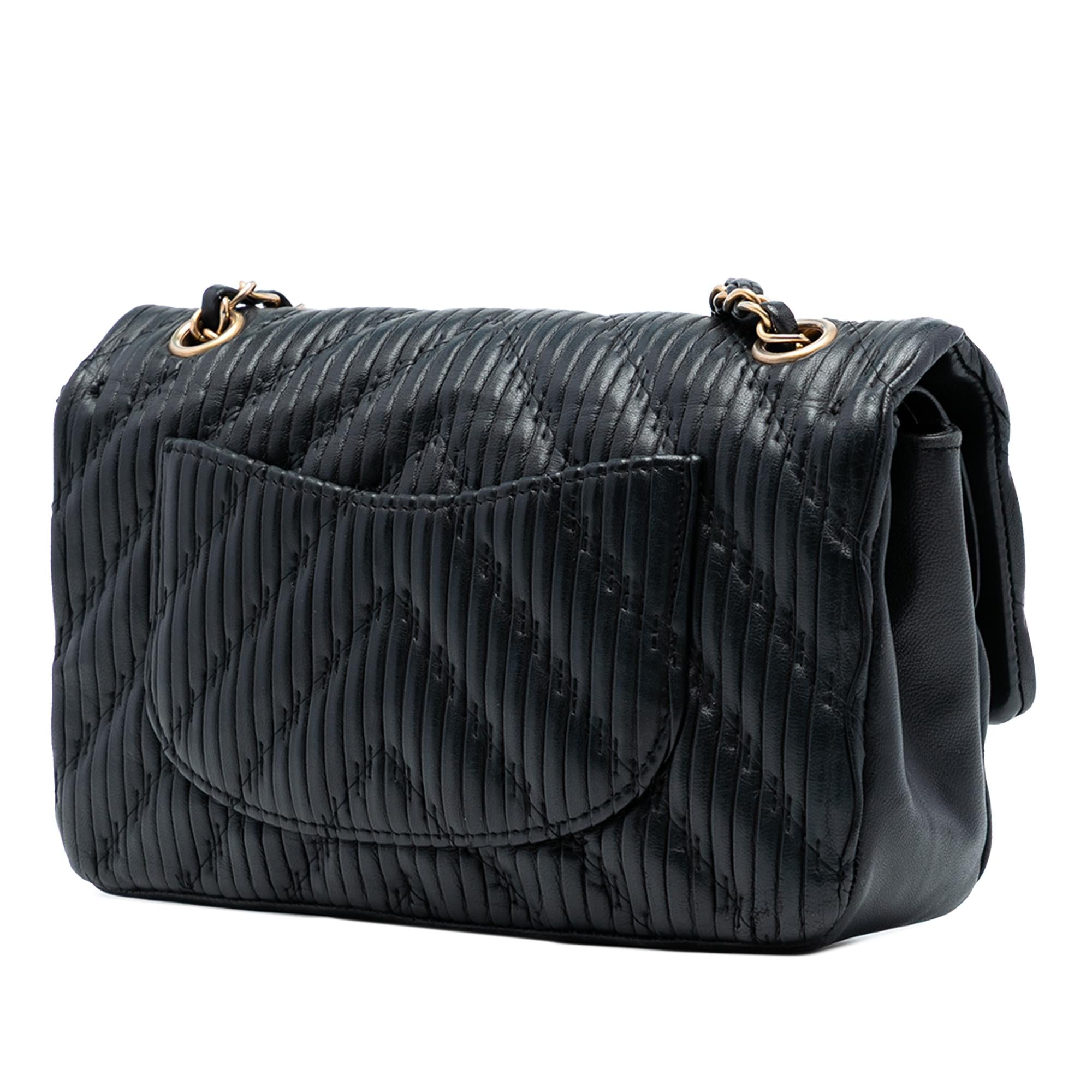Chanel Medium Classic Chevron Calfskin Pleated Double Flap