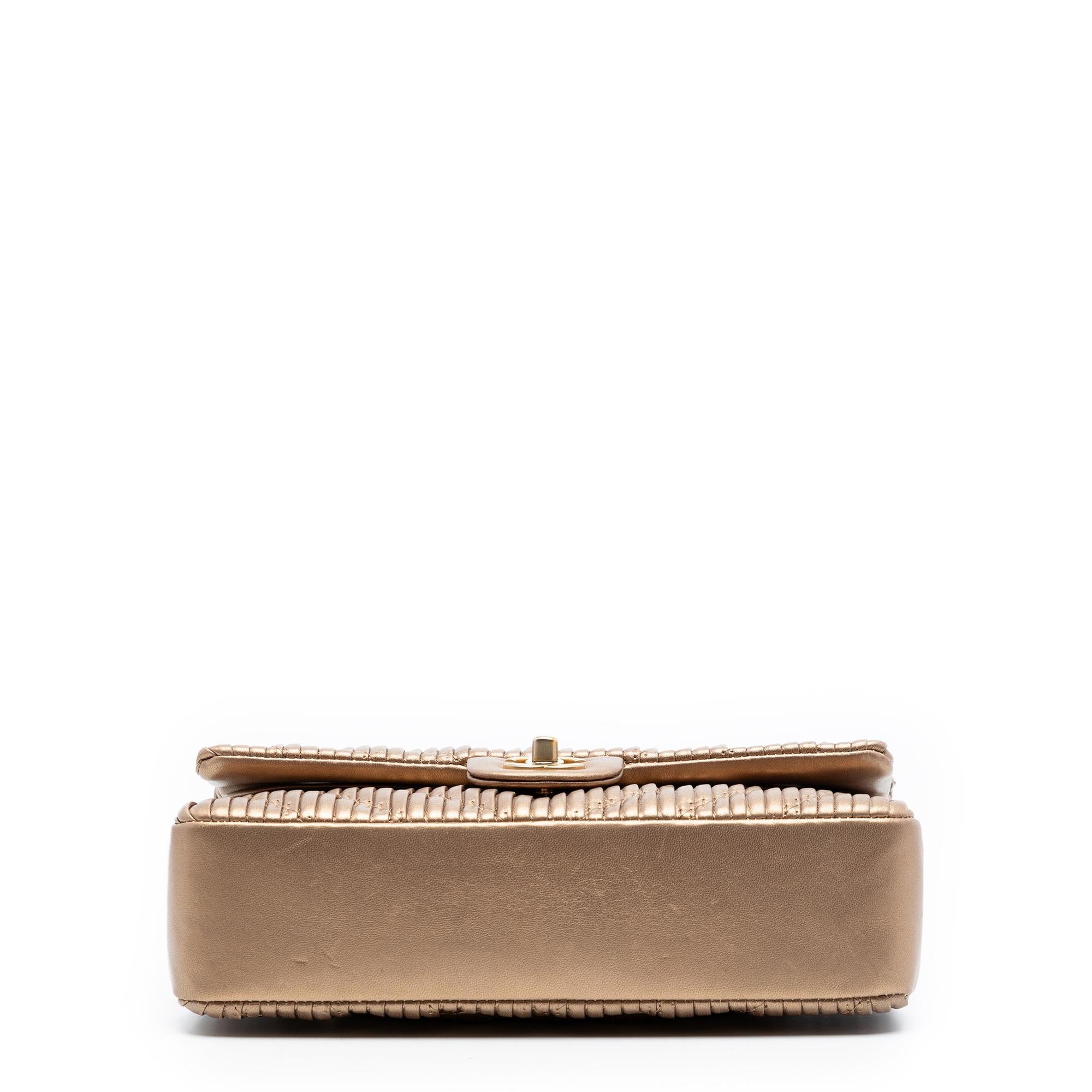 Chanel Medium Classic Chevron Calfskin Pleated Double Flap