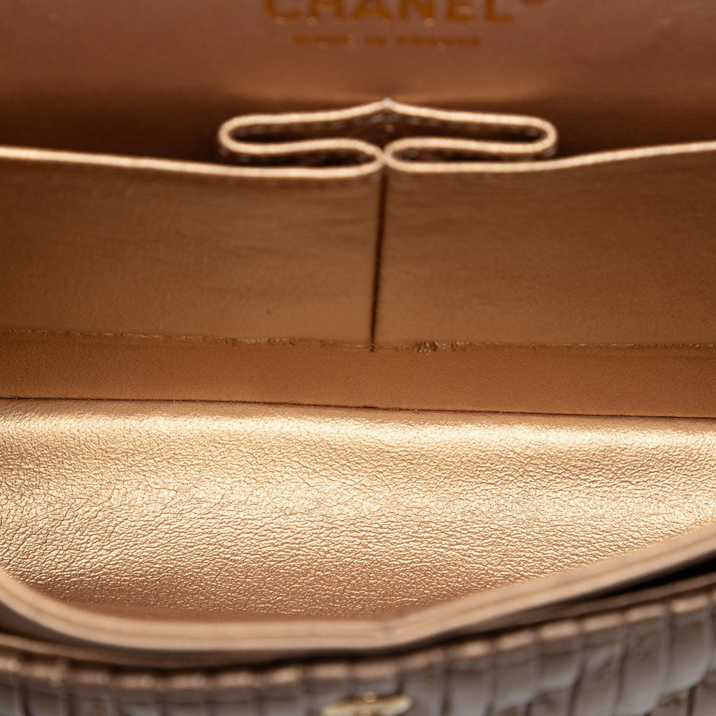 Chanel Medium Classic Chevron Calfskin Pleated Double Flap