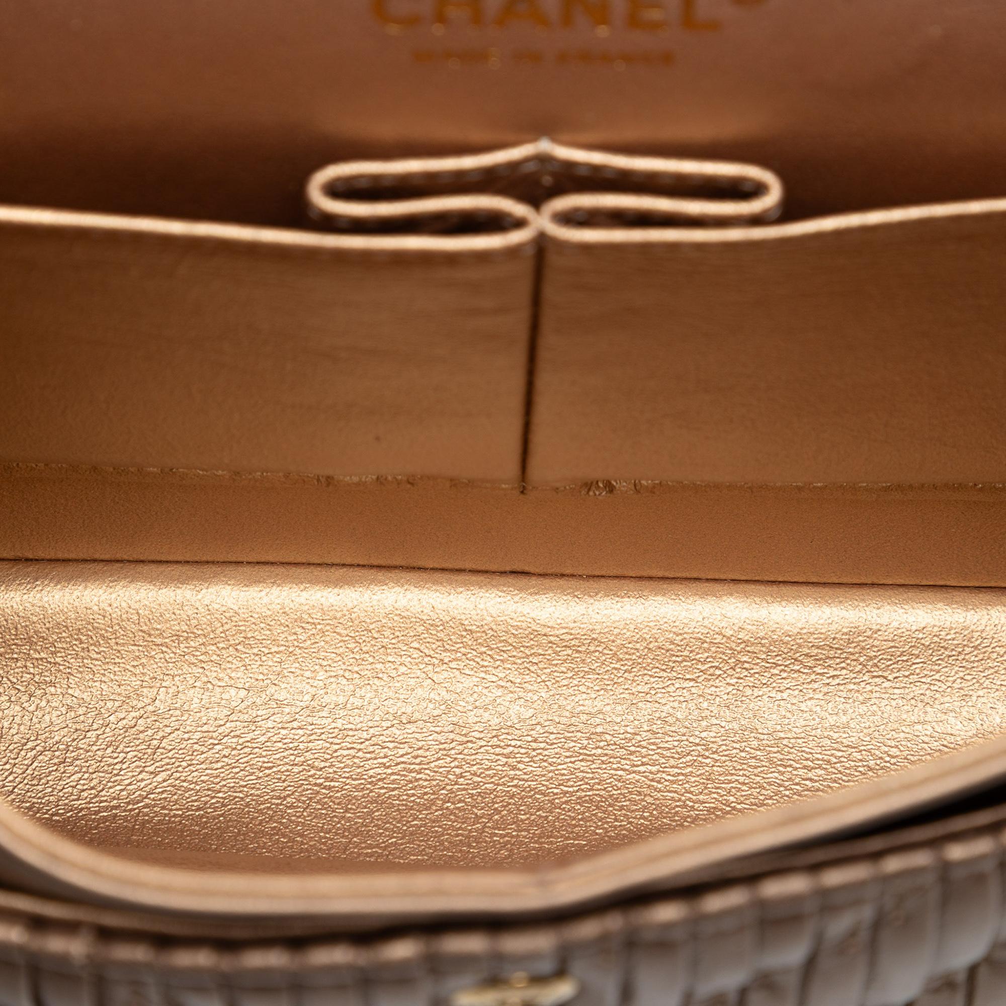 Chanel Medium Classic Chevron Calfskin Pleated Double Flap