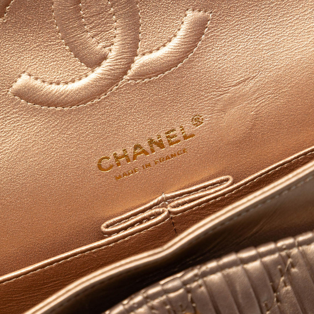 Chanel Medium Classic Chevron Calfskin Pleated Double Flap