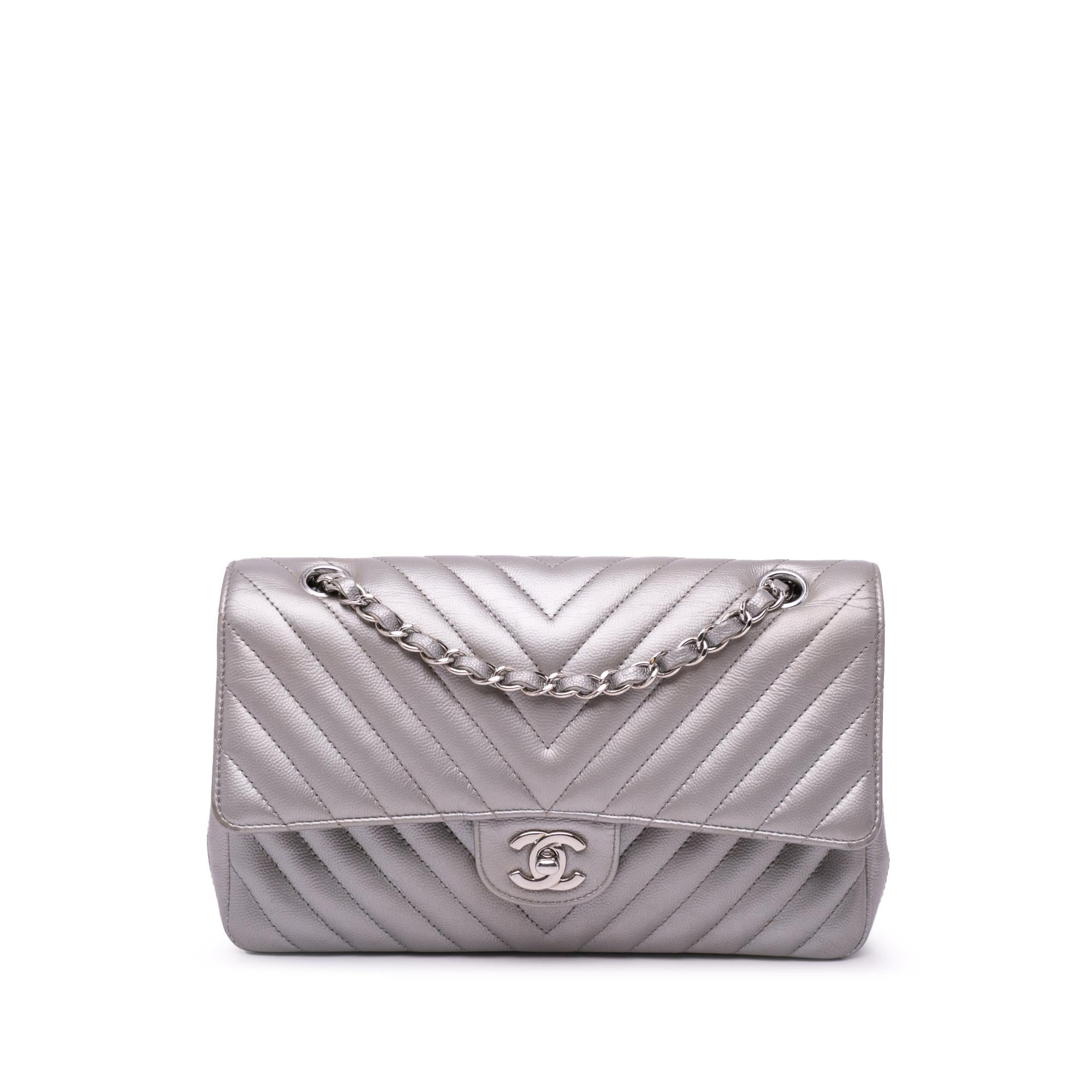 Chanel Medium Classic Chevron Caviar Double Flap