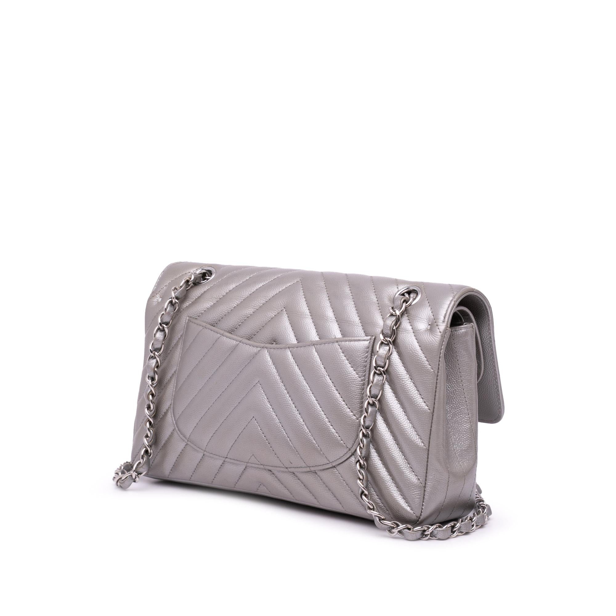 Chanel Medium Classic Chevron Caviar Double Flap