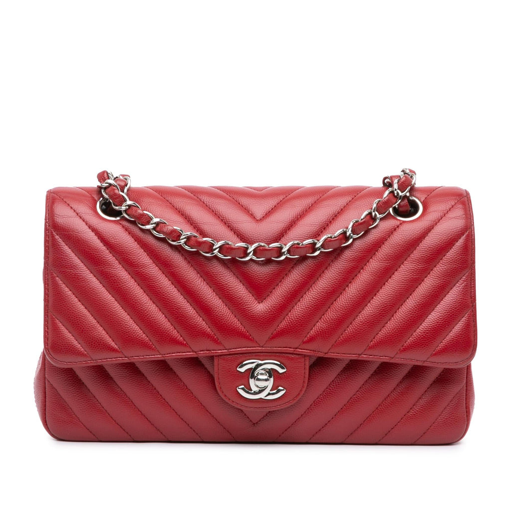Chanel Medium Classic Chevron Caviar Double Flap