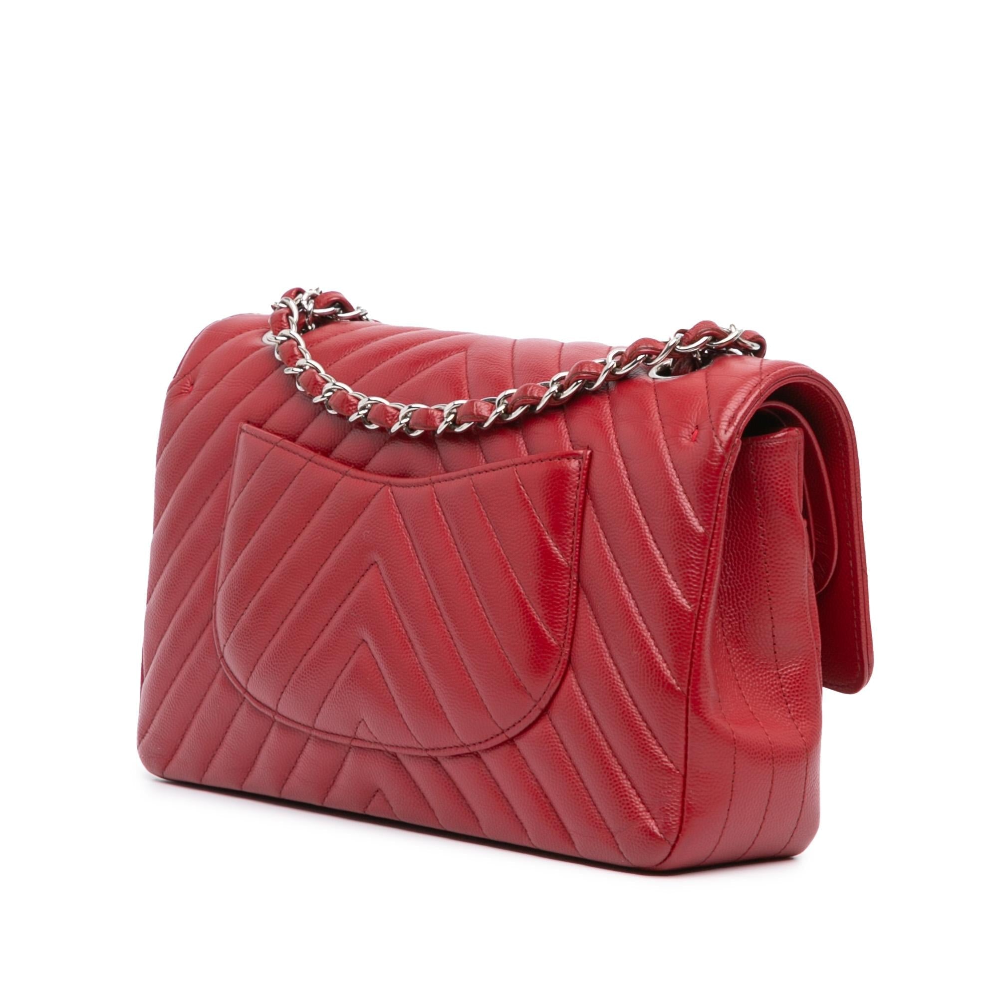 Chanel Medium Classic Chevron Caviar Double Flap