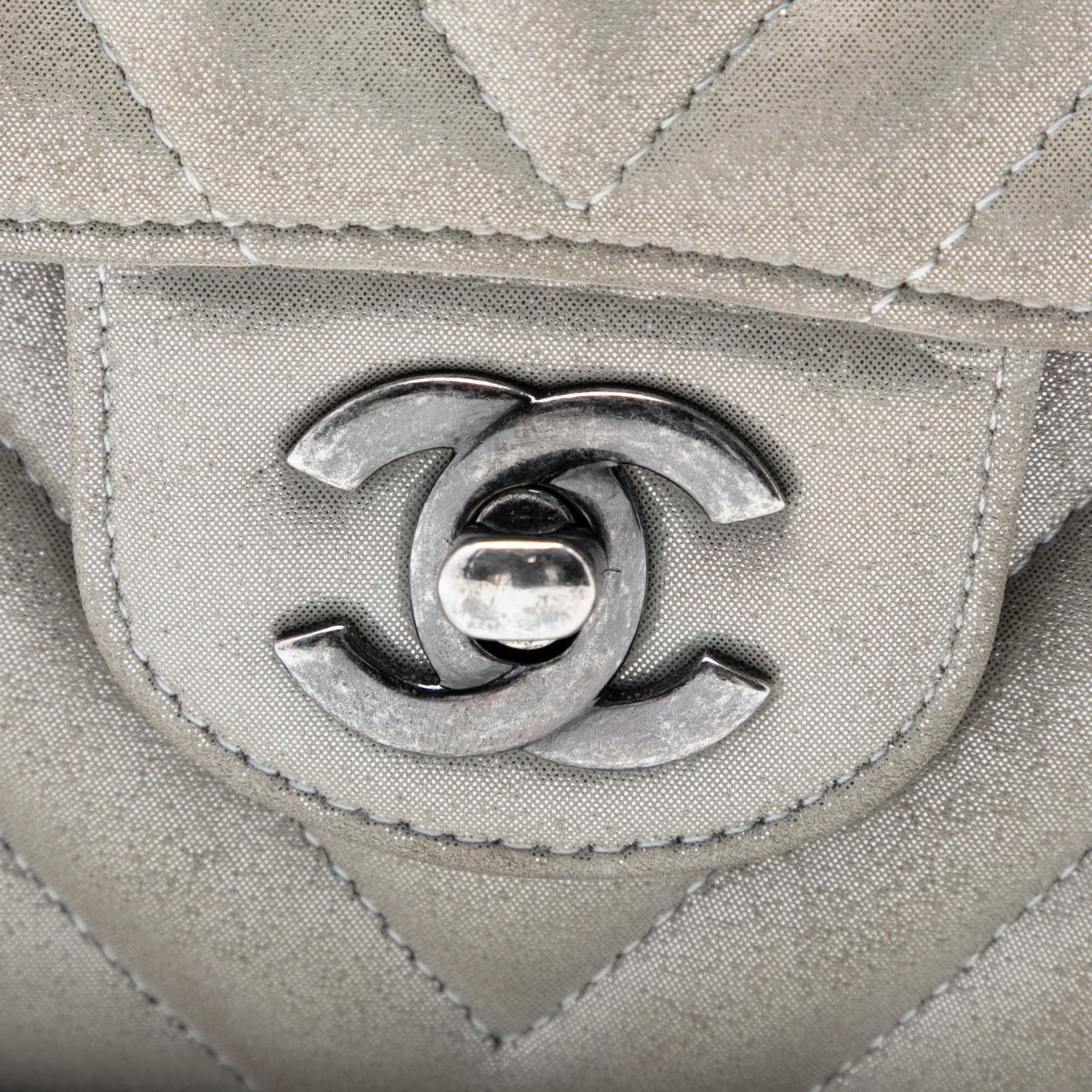 Chanel Medium Classic Chevron Iridescent Lambskin Double Flap