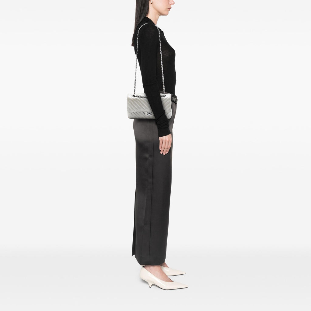 Chanel Medium Classic Chevron Iridescent Lambskin Double Flap