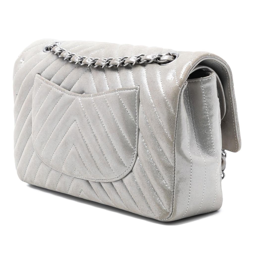 Chanel Medium Classic Chevron Iridescent Lambskin Double Flap