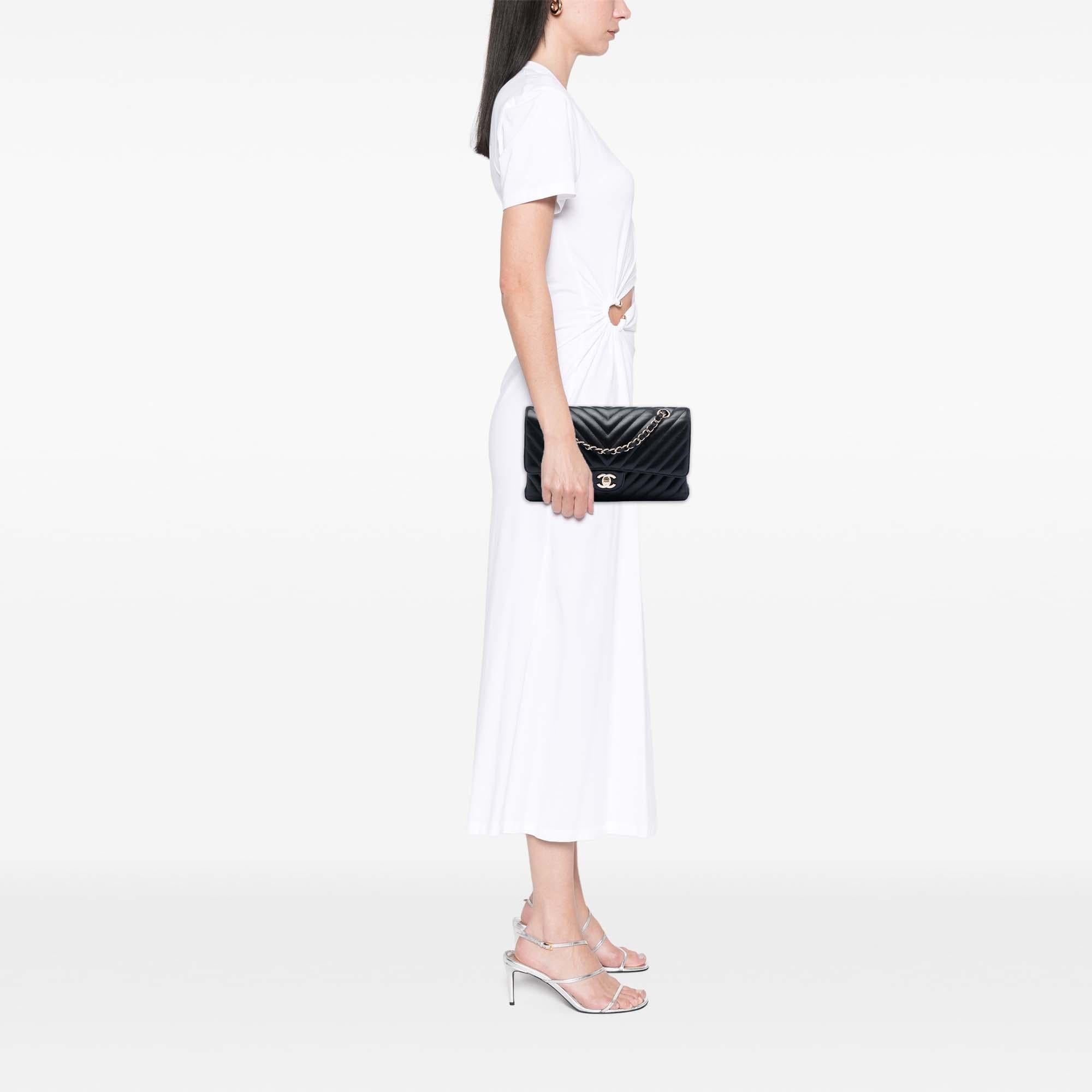 Chanel Medium Classic Chevron Lambskin Double Flap