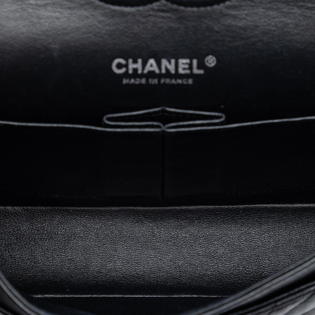 Chanel Medium Classic Chevron Lambskin So Black Double Flap