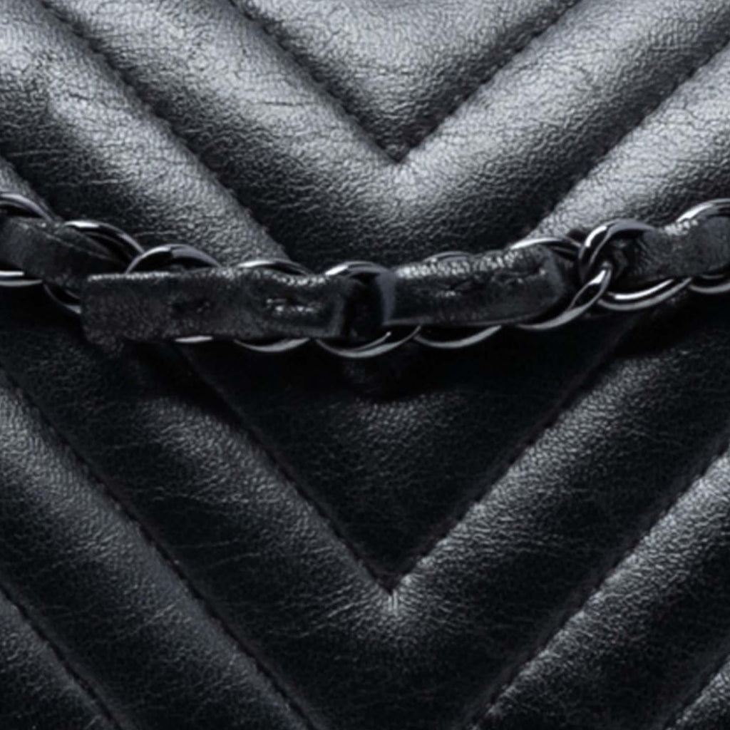 Chanel Medium Classic Chevron Lambskin So Black Double Flap