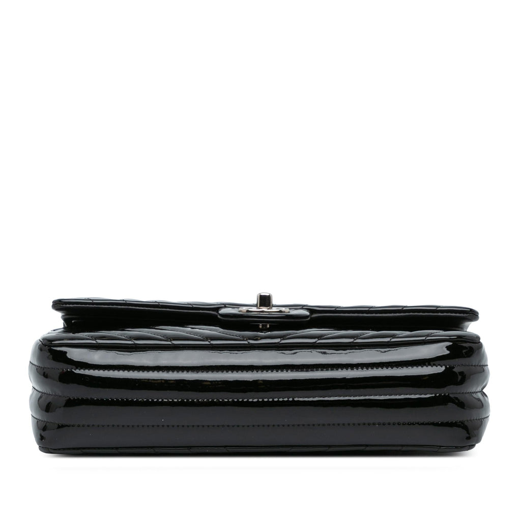 Chanel Medium Classic Chevron Patent Double Flap (SHG-Jqfuoq)