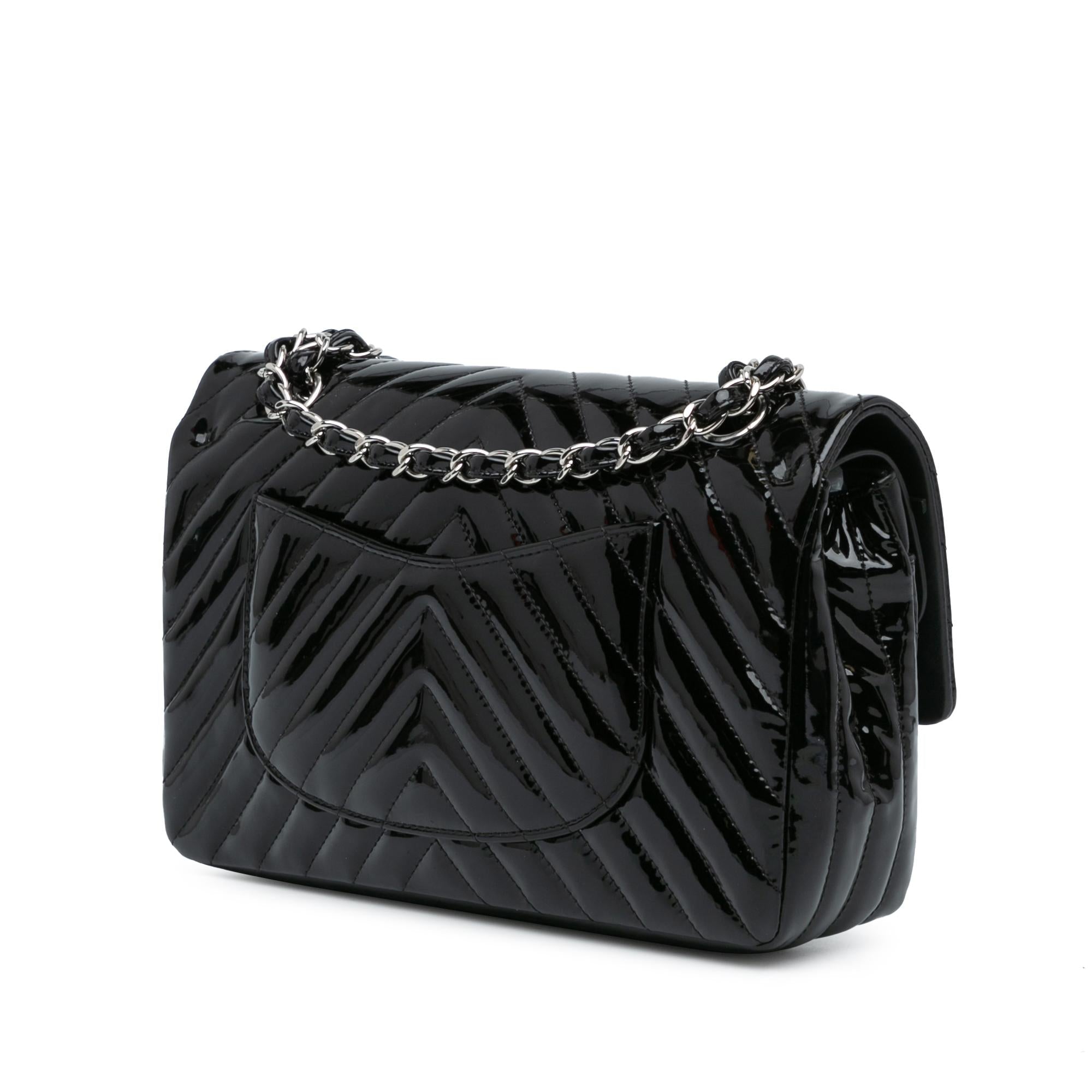 Chanel Medium Classic Chevron Patent Double Flap (SHG-Jqfuoq)