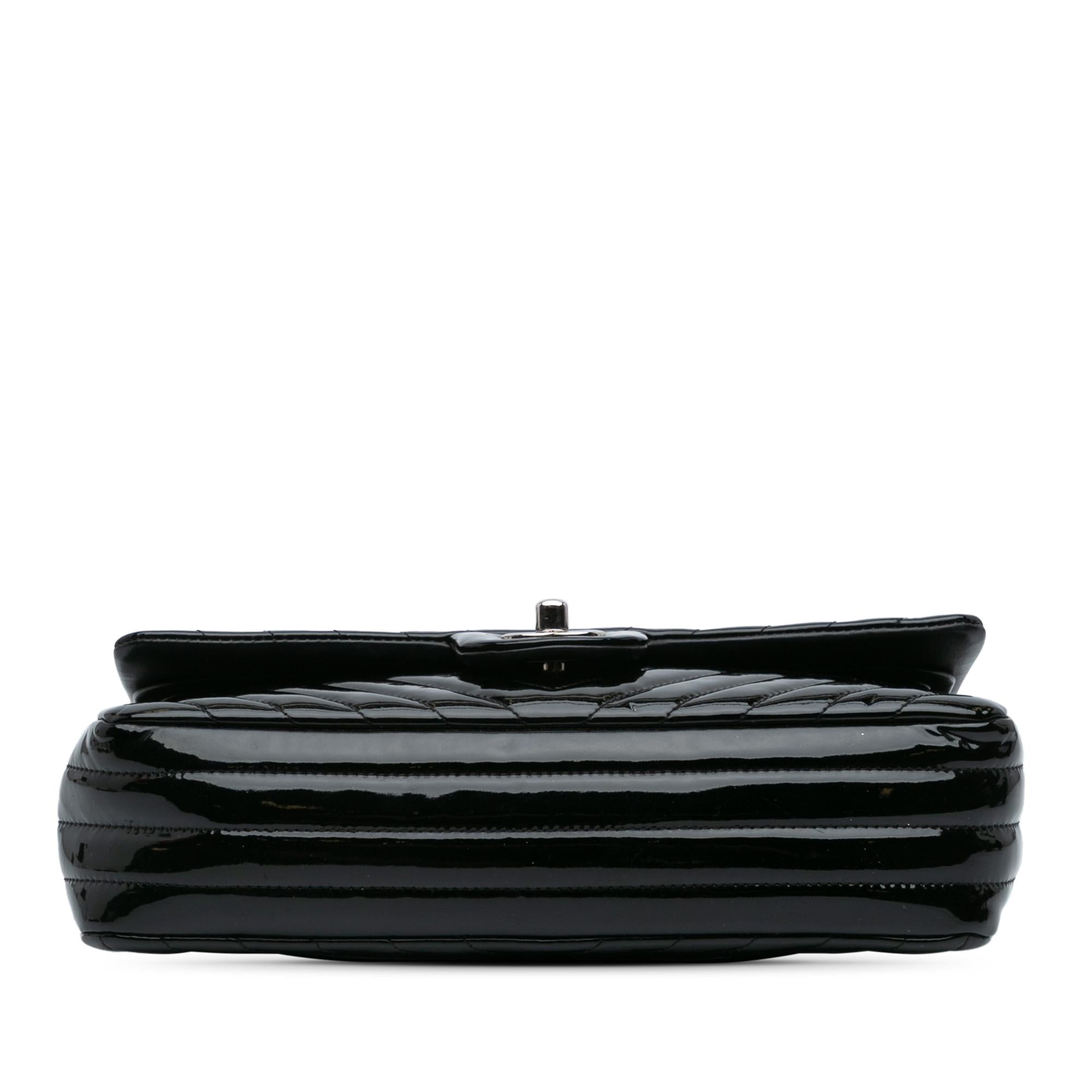 Chanel Medium Classic Chevron Patent Double Flap