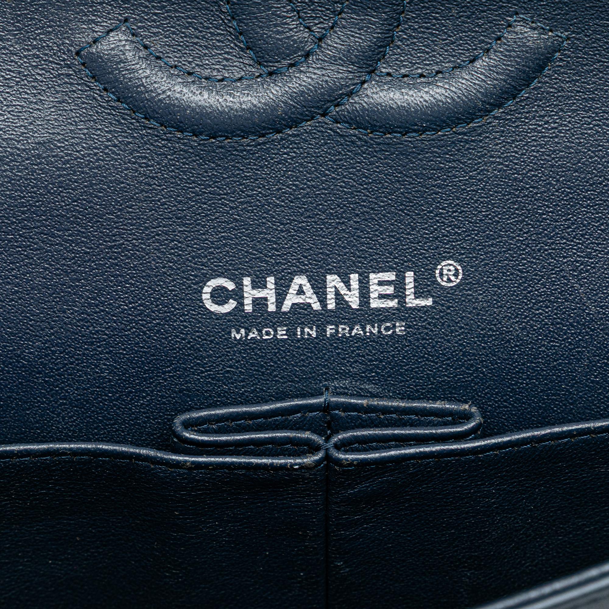 Chanel Medium Classic Chevron Patent Double Flap
