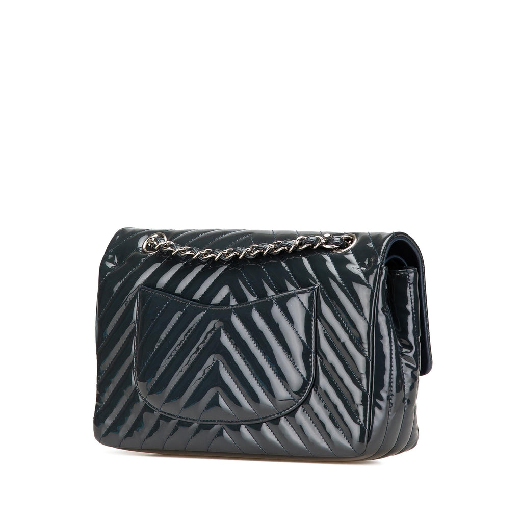 Chanel Medium Classic Chevron Patent Double Flap