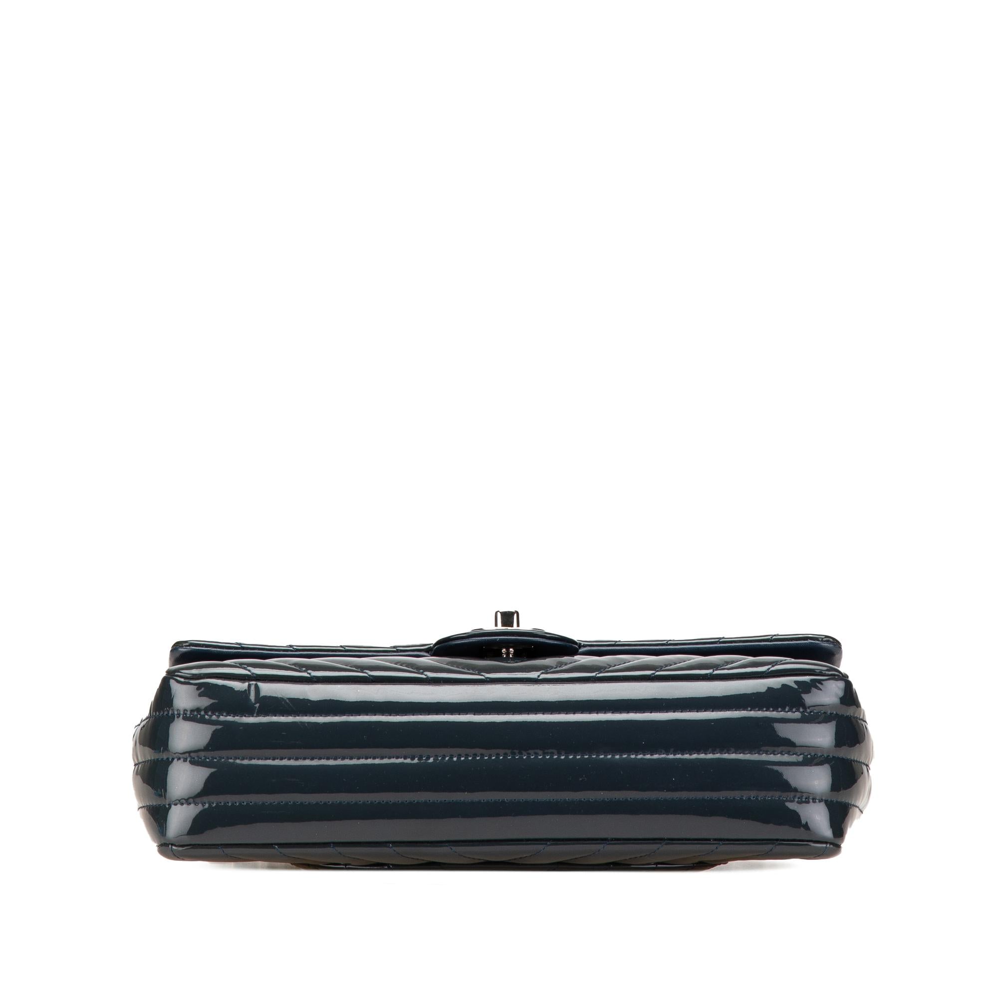 Chanel Medium Classic Chevron Patent Double Flap